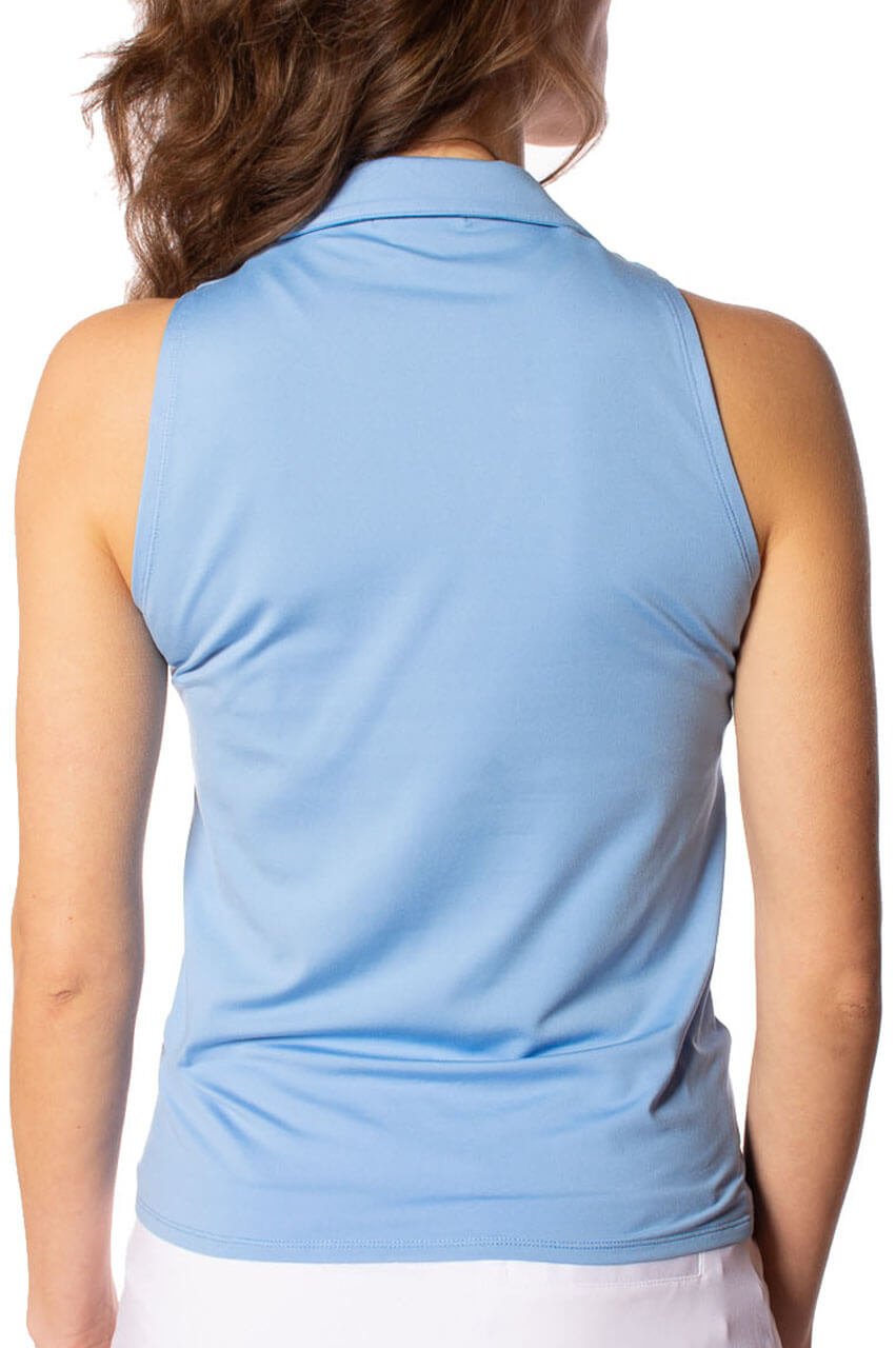 Sky Blue Sleeveless Lisa Sport Polo Shirt for Women - Breathable Quick-Dry Activewear Top for Tennis, Golf & Running - Perfect for Summer Workouts & Outdoor Sports