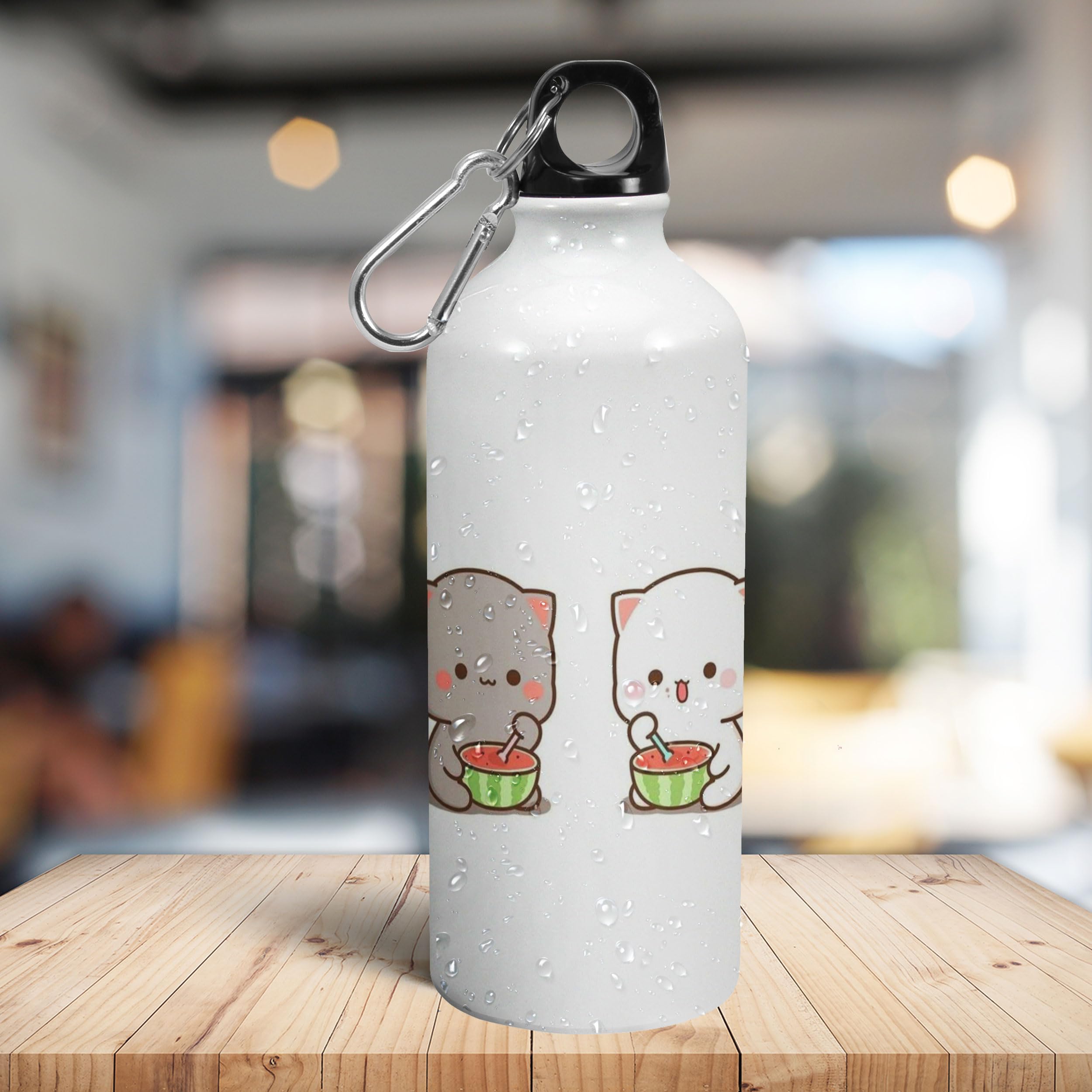 Customized Cute Printed Aluminum Water Bottle for Girls & Kids - 600ml Leakproof BPA-Free Sipper Bottle - Perfect for School, Travel & Outdoor Activities (Pack of 1)
