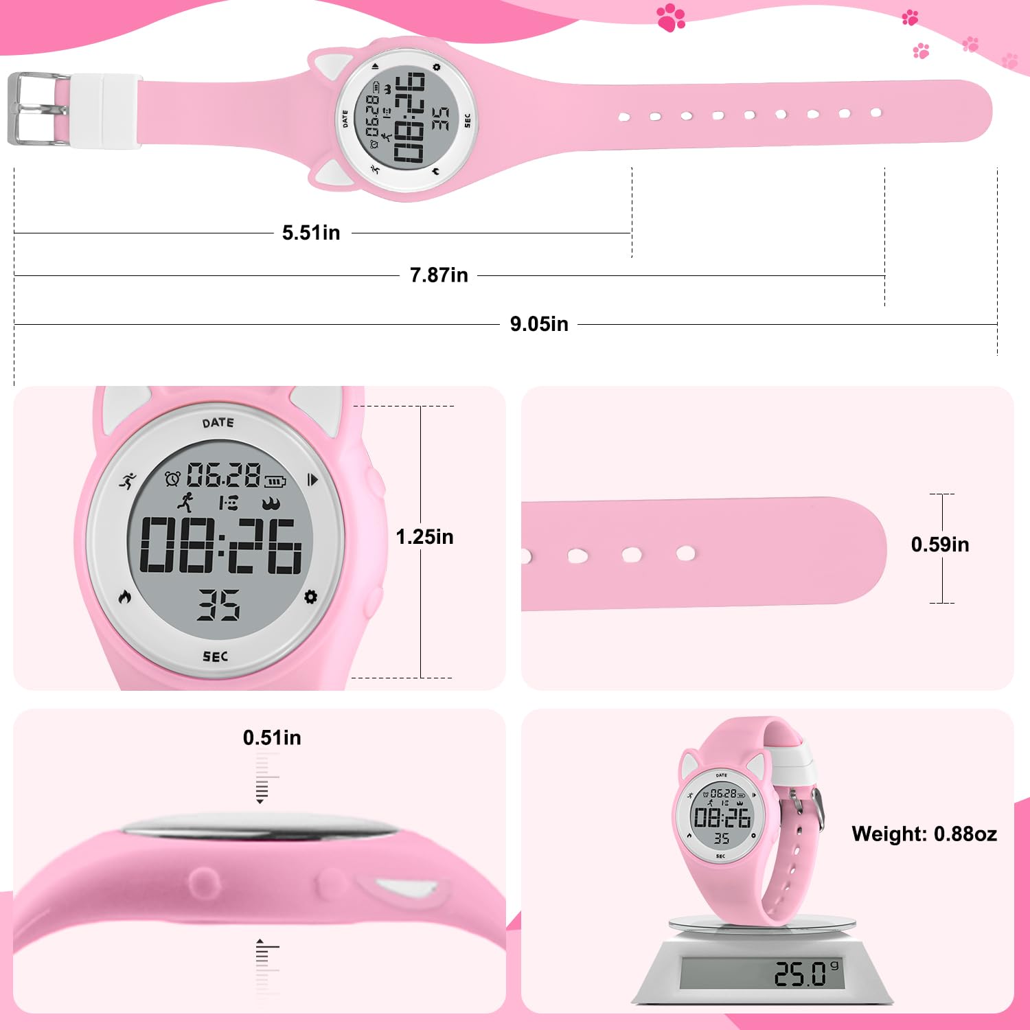 Kids Digital Sports Watch with Fitness Tracker - Waterproof Smart Watch for Girls & Boys Ages 5-14 - Pedometer, Alarm, Stopwatch (No App Needed) - Perfect Gift for Active Teens - Ideal for School, Sports & Outdoor Activities