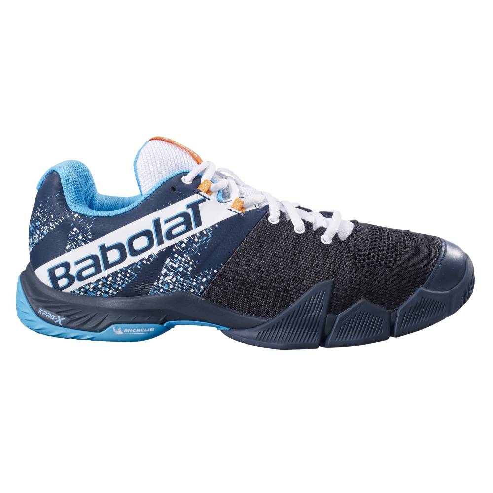 Babolat Movea Men's Padel Tennis Shoes - Lightweight & Breathable Grey/Blue Sports Shoes for Indoor & Outdoor Court Play