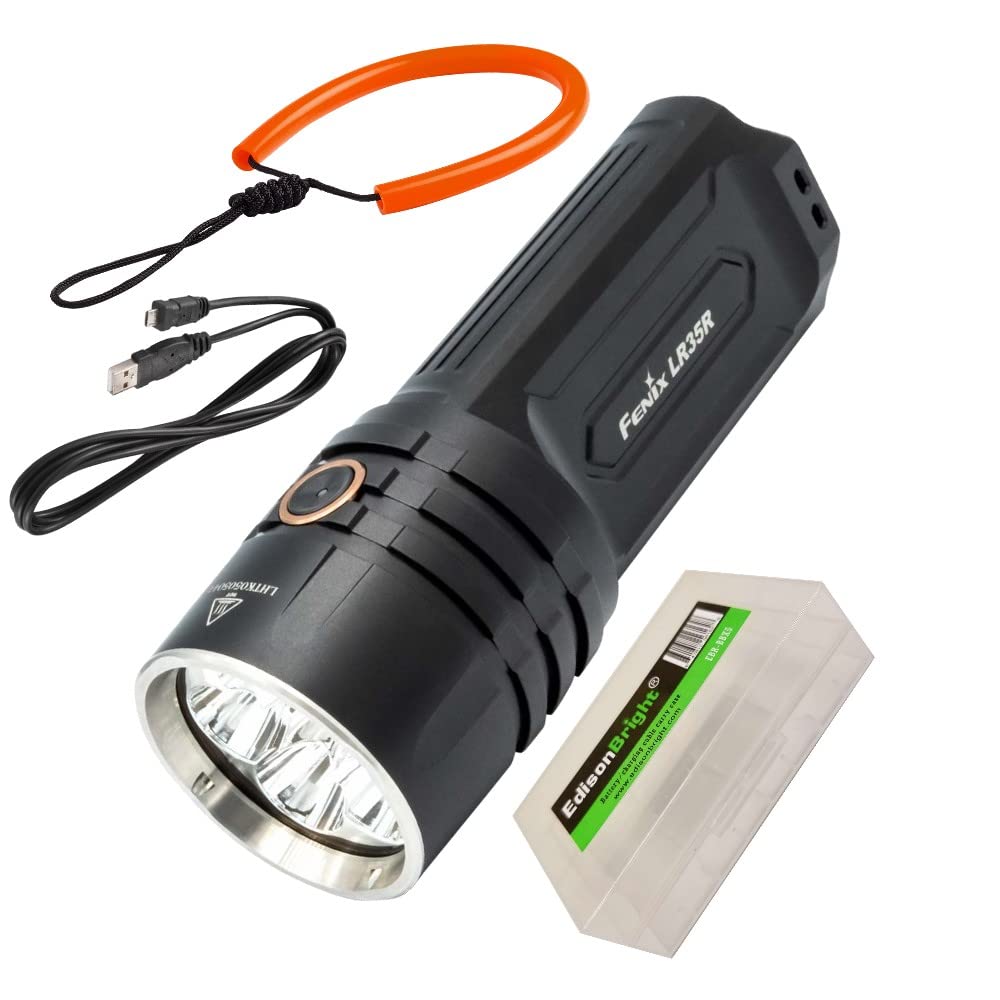 Fenix LR35R 10000 Lumen Rechargeable Tactical Flashlight with 2 Li-ion Batteries & Carrying Case - High Power LED Flashlight for Camping, Hiking, Emergency & Outdoor Adventures