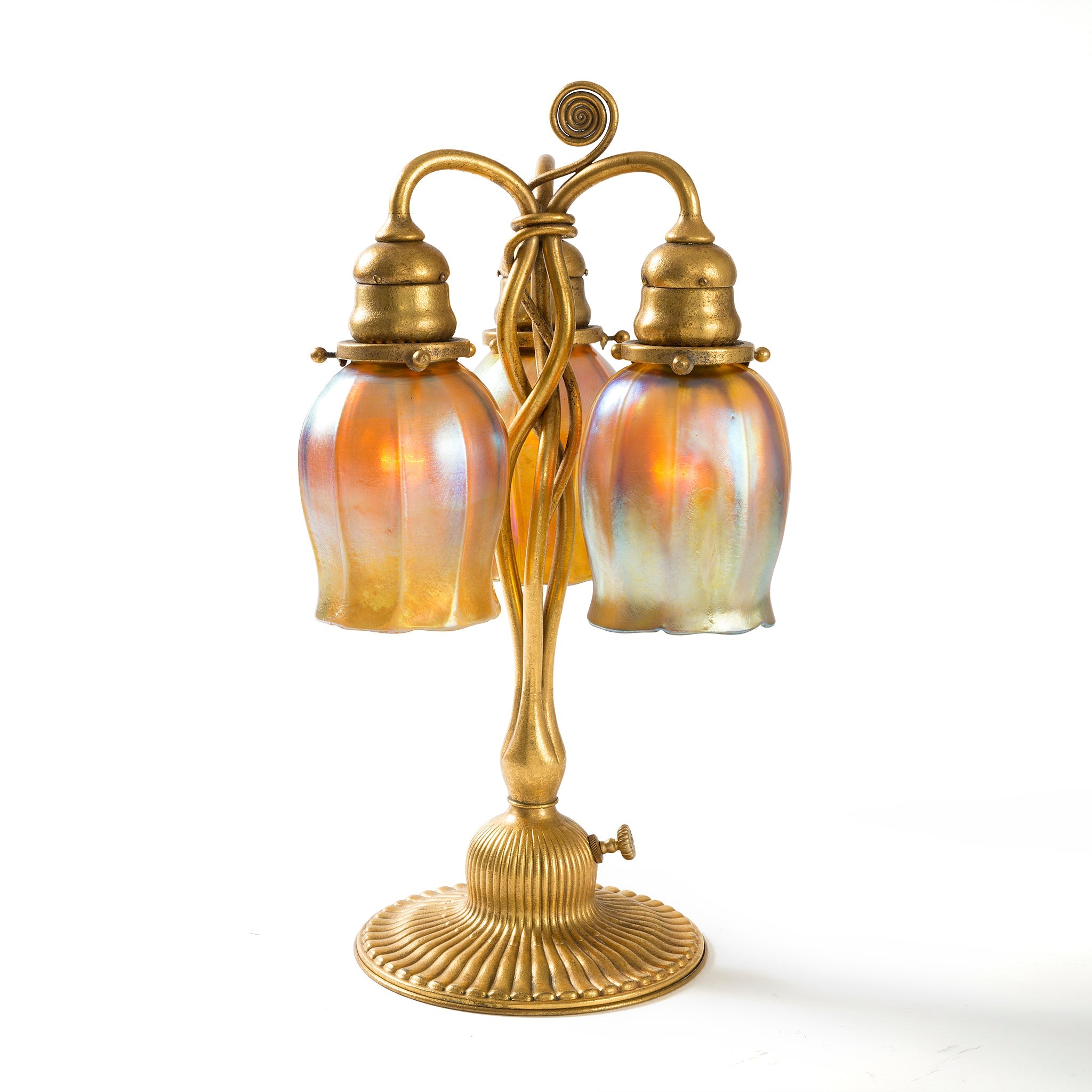 Tiffany Studios New York Newell Post Favrile Glass Desk Lamp - Vintage Stained Glass Table Lamp for Home Office & Study Room Decor