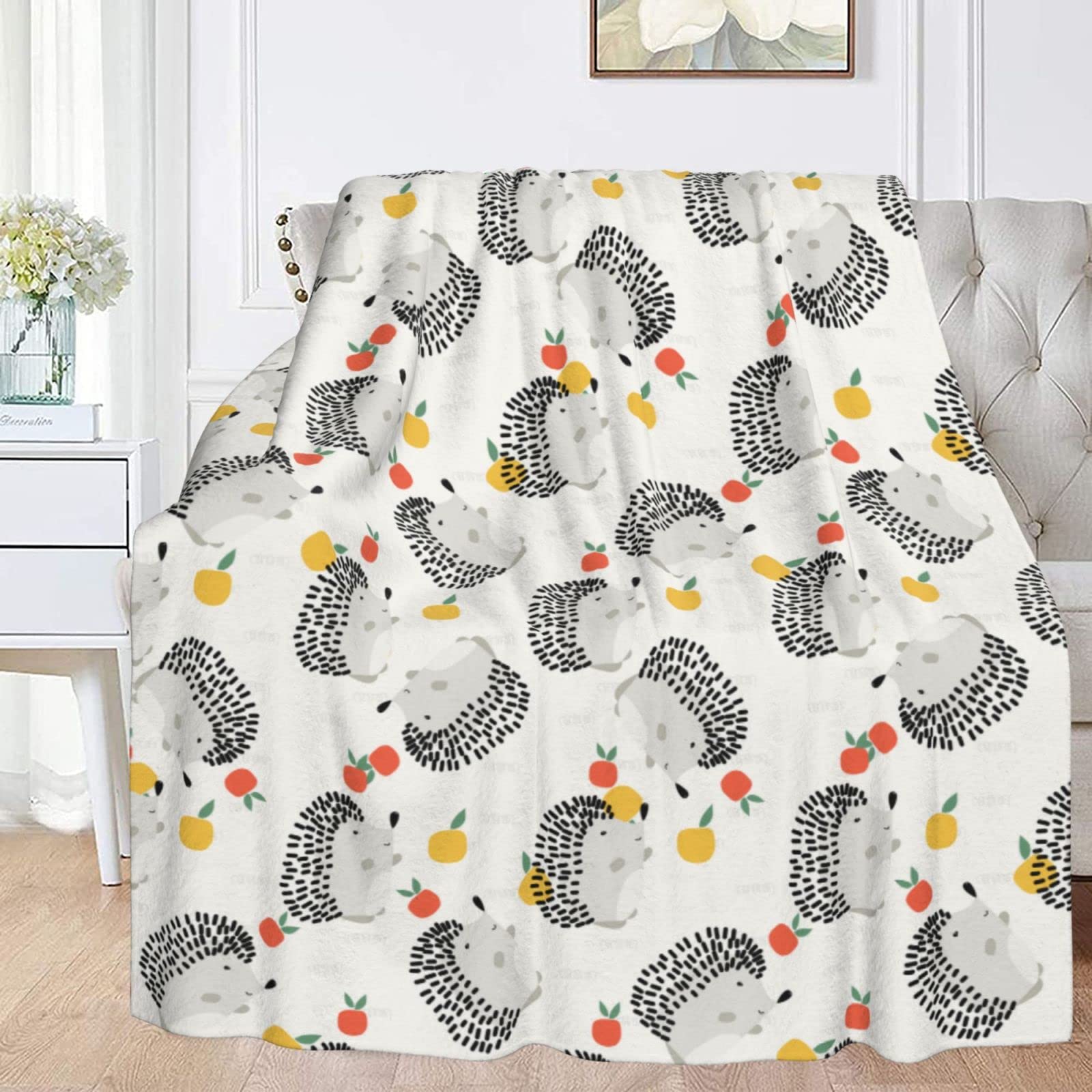 Soft Hedgehog Throw Blanket for Couch 50x40 Inch - Cozy Fleece Blanket for Kids & Adults | Perfect for Living Room, Bedroom & Winter Snuggling