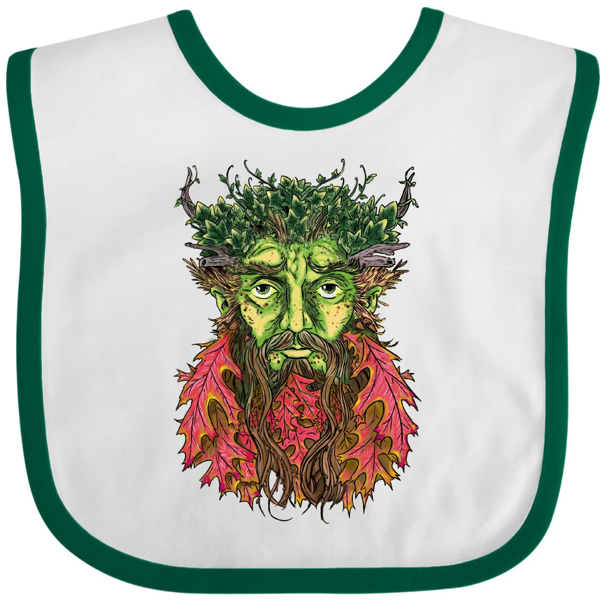 Inktastic Autumnal Equinox Green Man Baby Bib - Soft Organic Cotton Drool Bib for Infants & Toddlers - Perfect for Fall Season, Halloween, and Thanksgiving Outfits