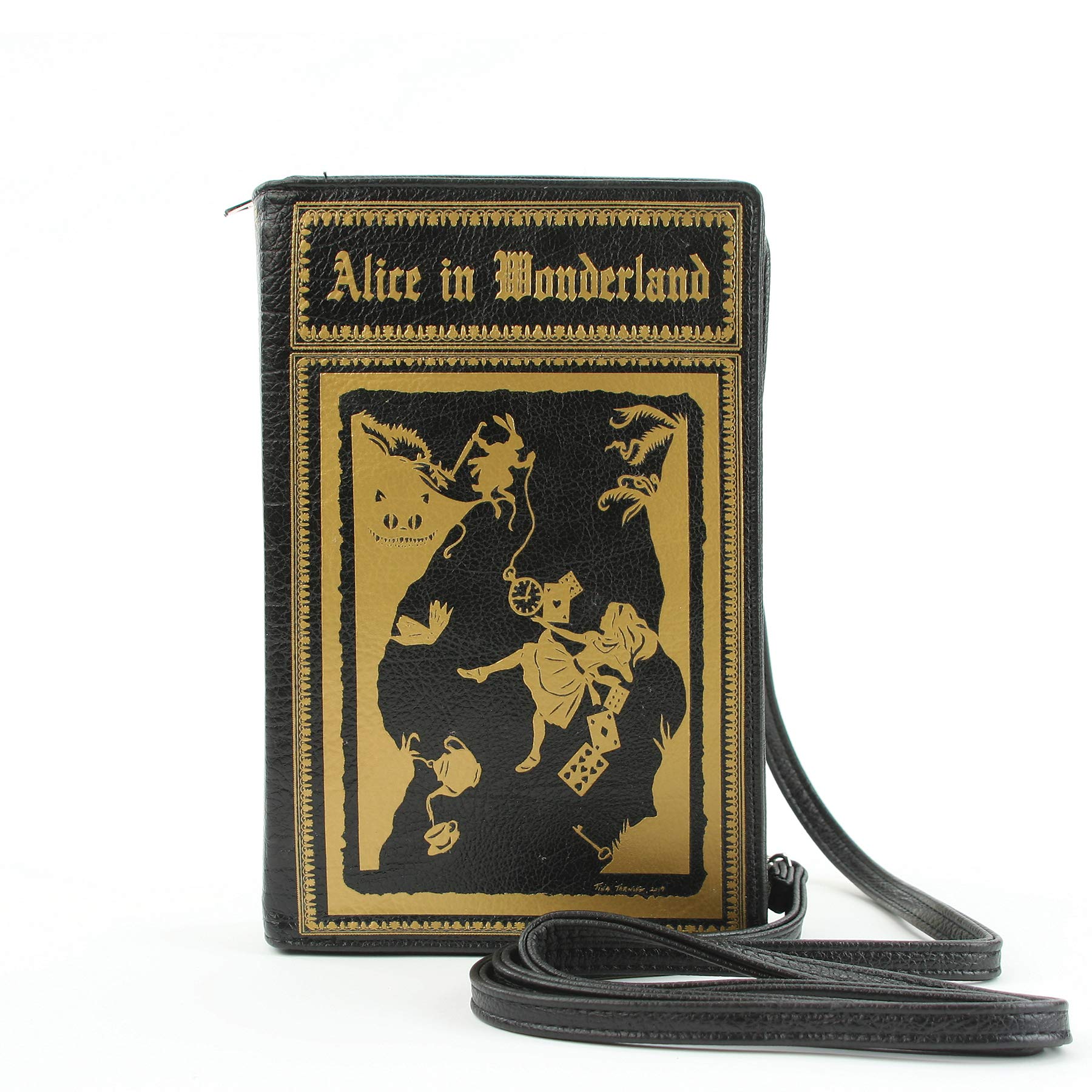 Alice in Wonderland Book Clutch Crossbody Bag - Vinyl Novelty Handbag for Women, Cosplay & Disney Themed Events