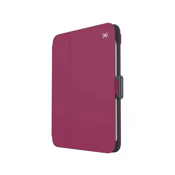 Speck Balance Folio Case for iPad Mini 6 (2021) - Protective Cover with Auto Wake/Sleep, Berry & Gray - Perfect for Work, Travel & School Use