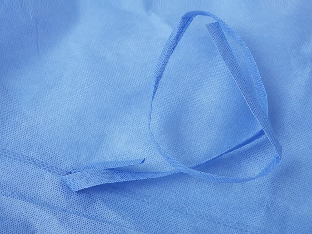100-Pack Level 2 Disposable Isolation Gowns - SMS 35g, Fully Enclosed Design with Double Tie Neck & Waist, Knitted Cuffs, Blue, Unisex - Ideal for Medical, Dental, Laboratory & Healthcare Professionals