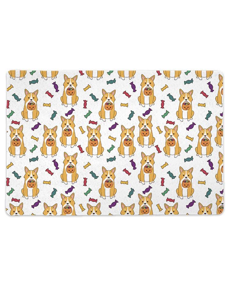 Smartprints Corgi with Candy Mat Rectangle Pet Bed - Cozy Washable Dog Bed for Small Medium Dogs, Perfect for Crates, Car Travel & Home Lounging