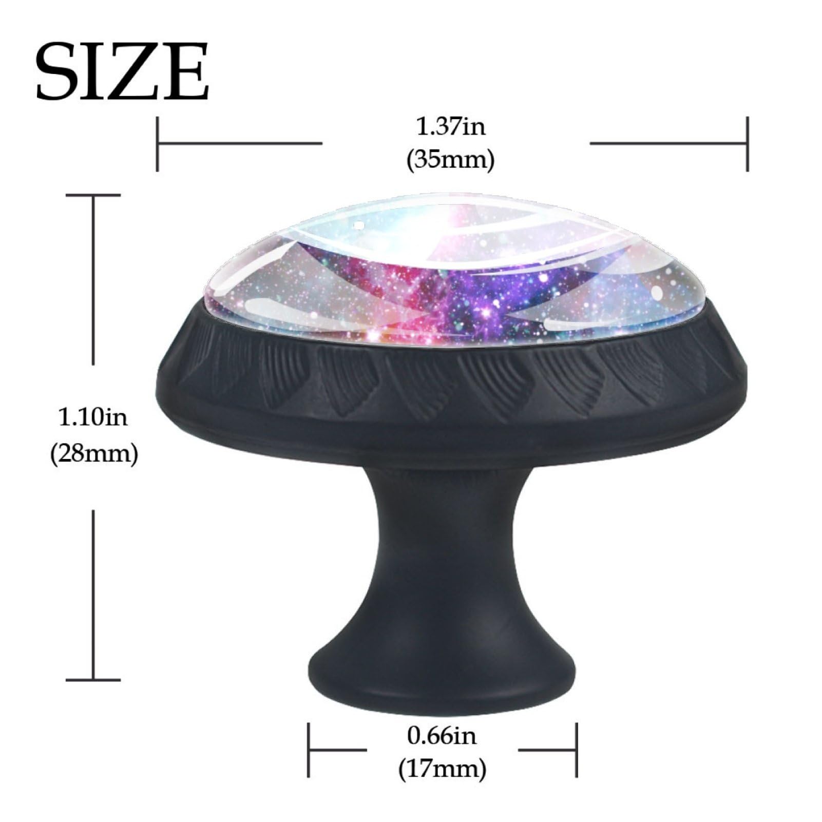 4 Pack 35mm Cabinet Knobs - Outer Space Galaxy Design Drawer Pulls for Kitchen Cabinets, Dressers & Furniture (Home Decor, DIY Upgrade) - Perfect for Modern Kitchens, Kids' Rooms & Space-Themed Interiors