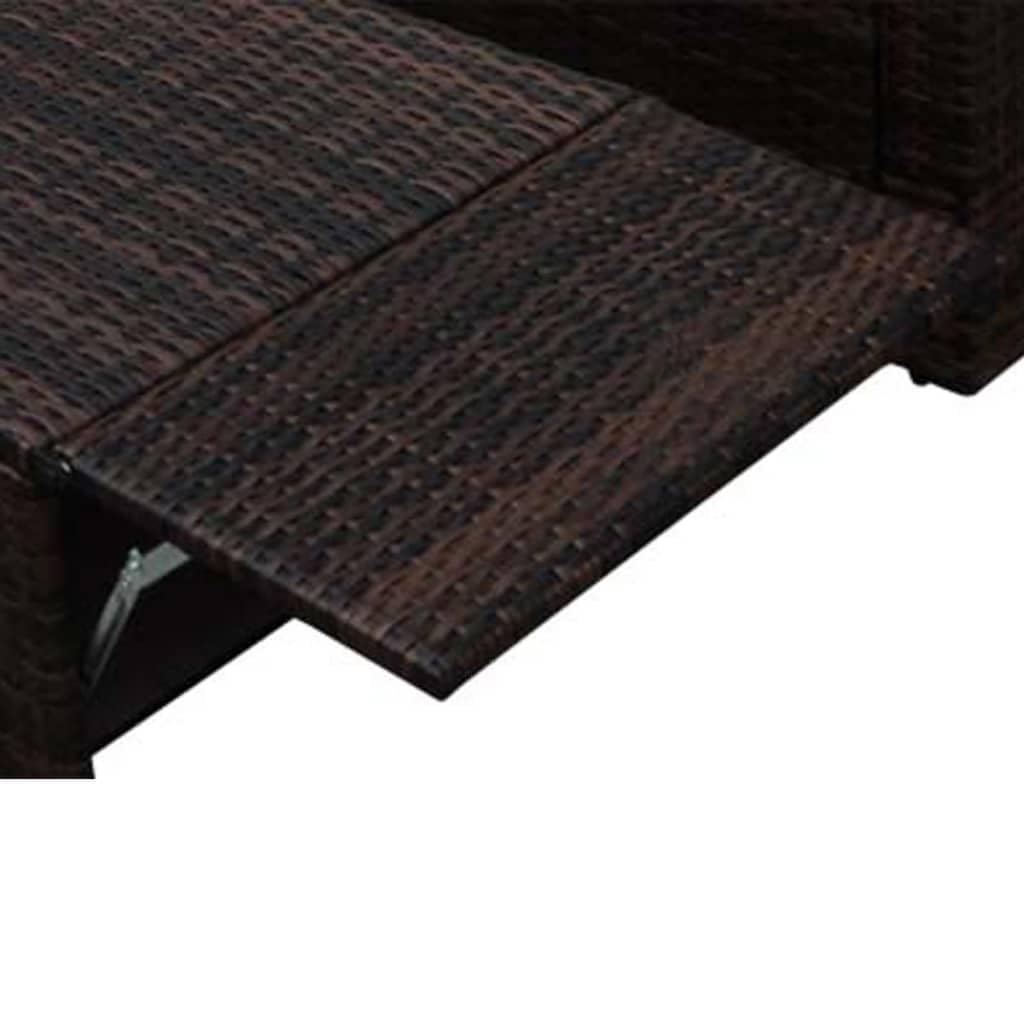 vidaXL 2-Piece Patio Lounge Set - Outdoor Sofa & Stool with Cushions - Weather-Resistant PE Rattan Furniture - Modern Brown Wicker Design for Patio, Balcony, Garden - Perfect for Relaxing, Entertaining & Outdoor Dining