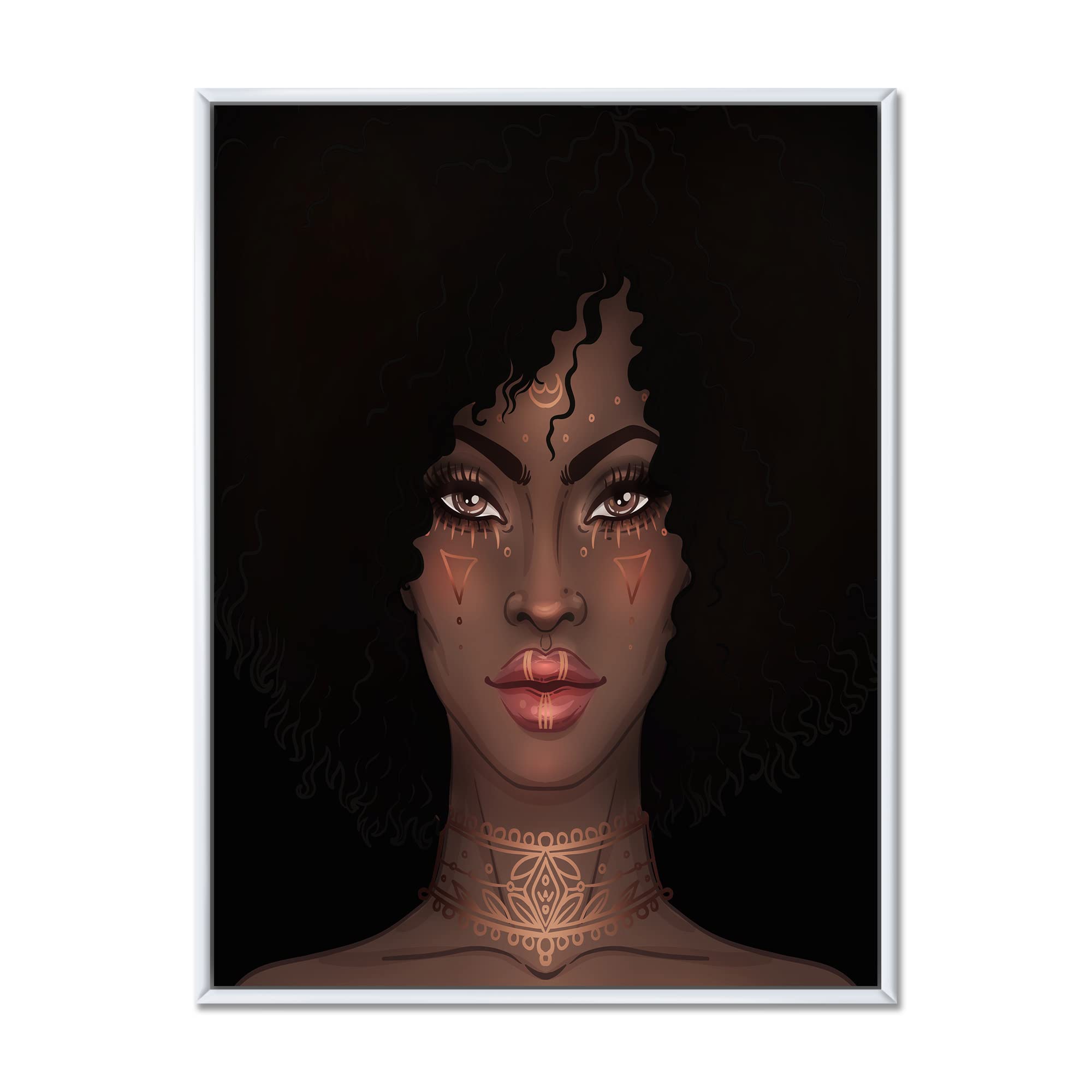 Modern Framed Canvas Wall Art Print - African American Woman Portrait II by DesignQ | Home & Office Decor, Living Room, Bedroom Wall Decor