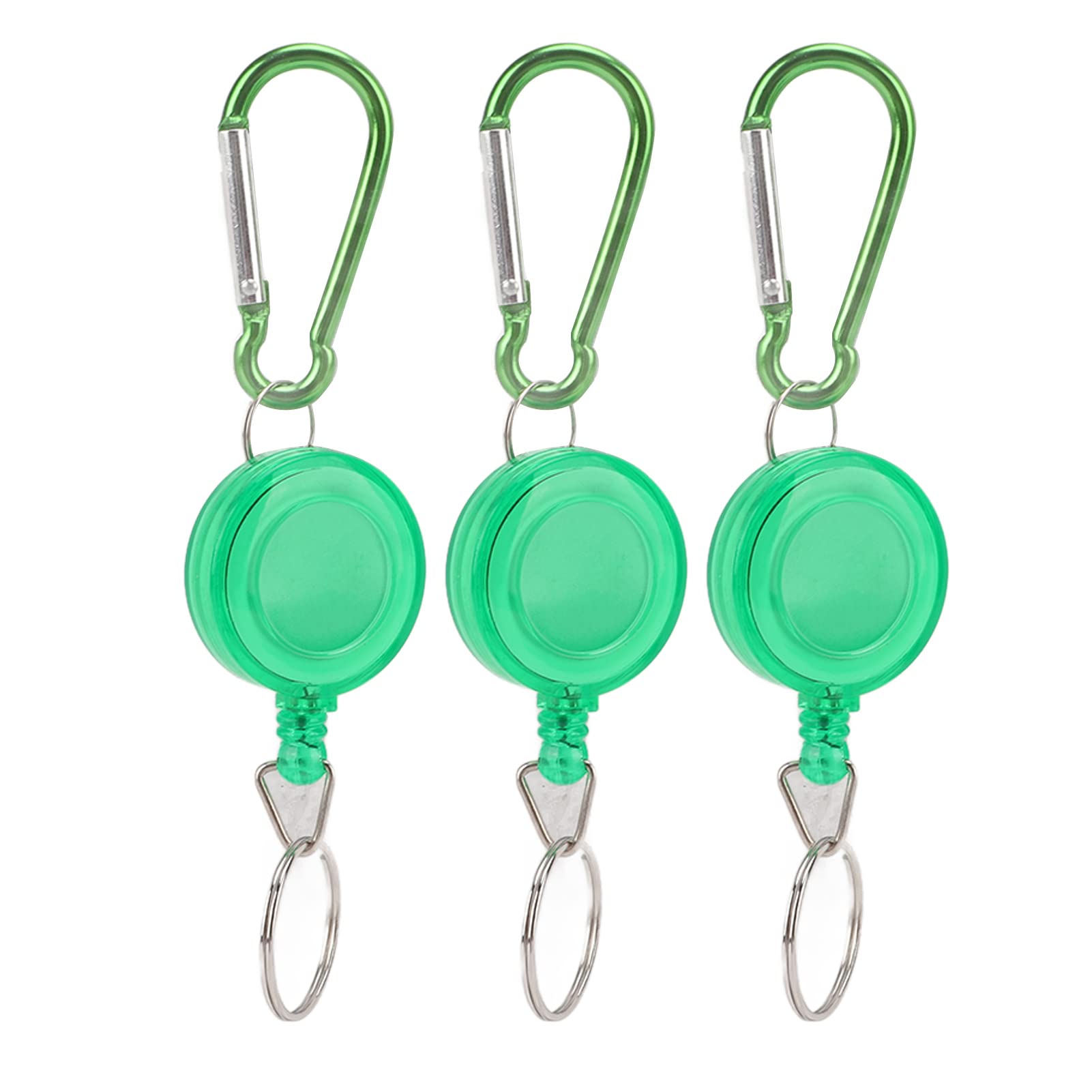 Retractable Keychain with Telescopic Burglar Tool - 3 Pack Durable, Lightweight & Compact Key Holder for Outdoor, Hiking, Travel & Emergency Use (Green)