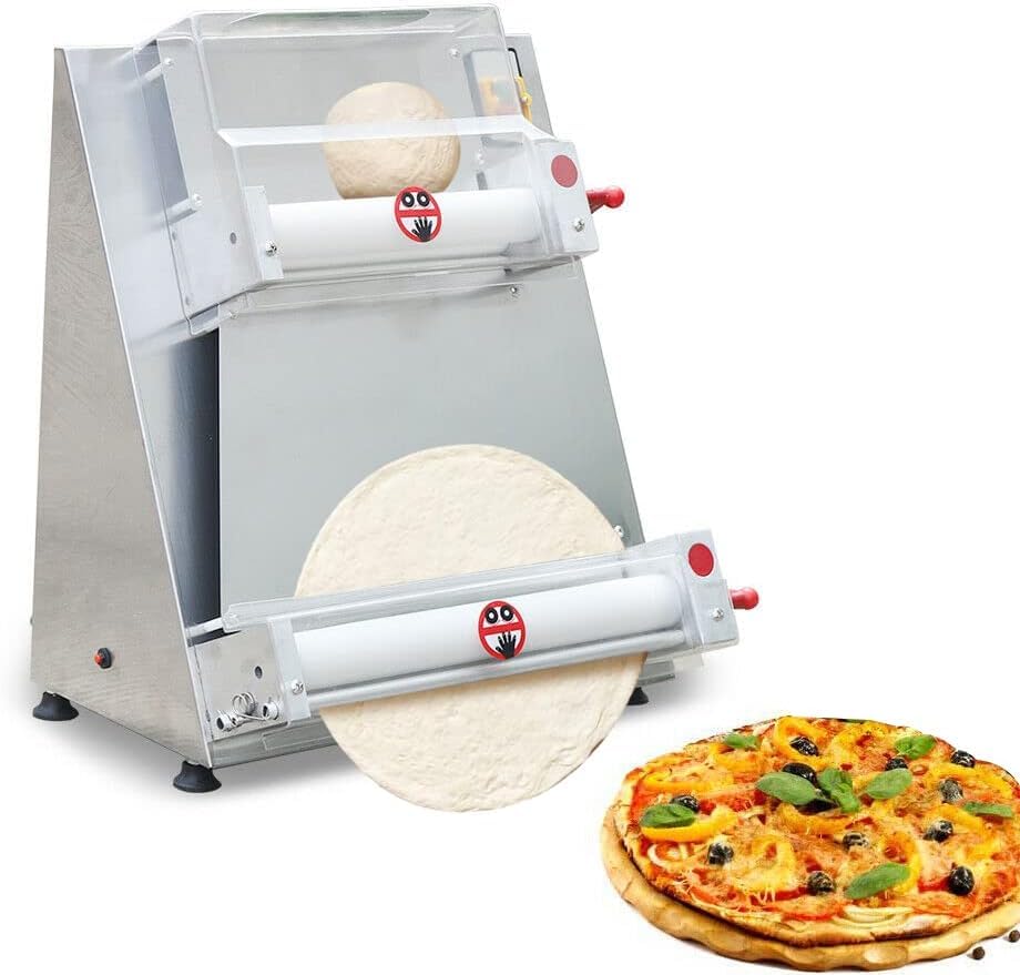 Electric Commercial Dough Roller Machine 3-15 Inch Adjustable | Automatic Pizza Dough Press & Noodle Maker | 370W Heavy Duty | Perfect for Pizzerias, Bakeries & Italian Restaurants | Dough Sheeter for Pizza, Bread, Pasta & Pastry Making