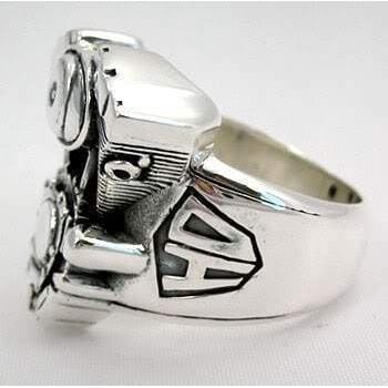 Sterling Silver Chopper Motorcycle Engine Biker Ring for Men - Heavy Duty Biker Jewelry - Perfect for Motorcycle Riders & Biker Gangs - Gift for Bikers & Rock Music Fans