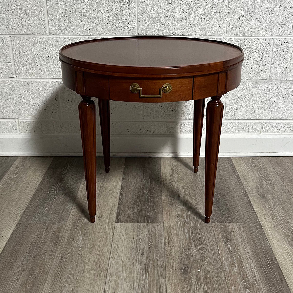 Round Baker End Table - Small Side Table for Living Room, Bedroom, or Office - Perfect for Coffee, Books, and Decor