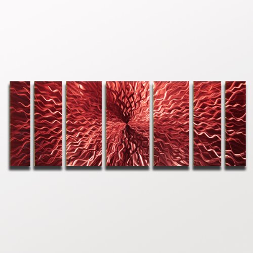 Modern Abstract Metal Wall Sculpture - Rhythmic Energy Red Contemporary Artwork for Home & Office Decor | Perfect for Living Room, Bedroom or Entryway