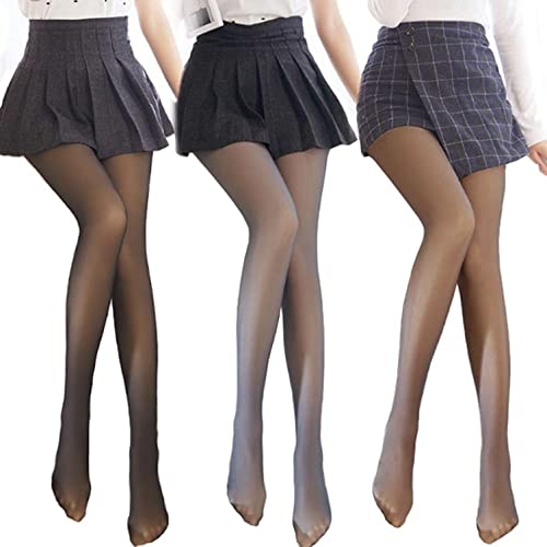 Women's Fleece Lined Tights - High Waisted Winter Warm Sheer Black Leggings for Cold Weather