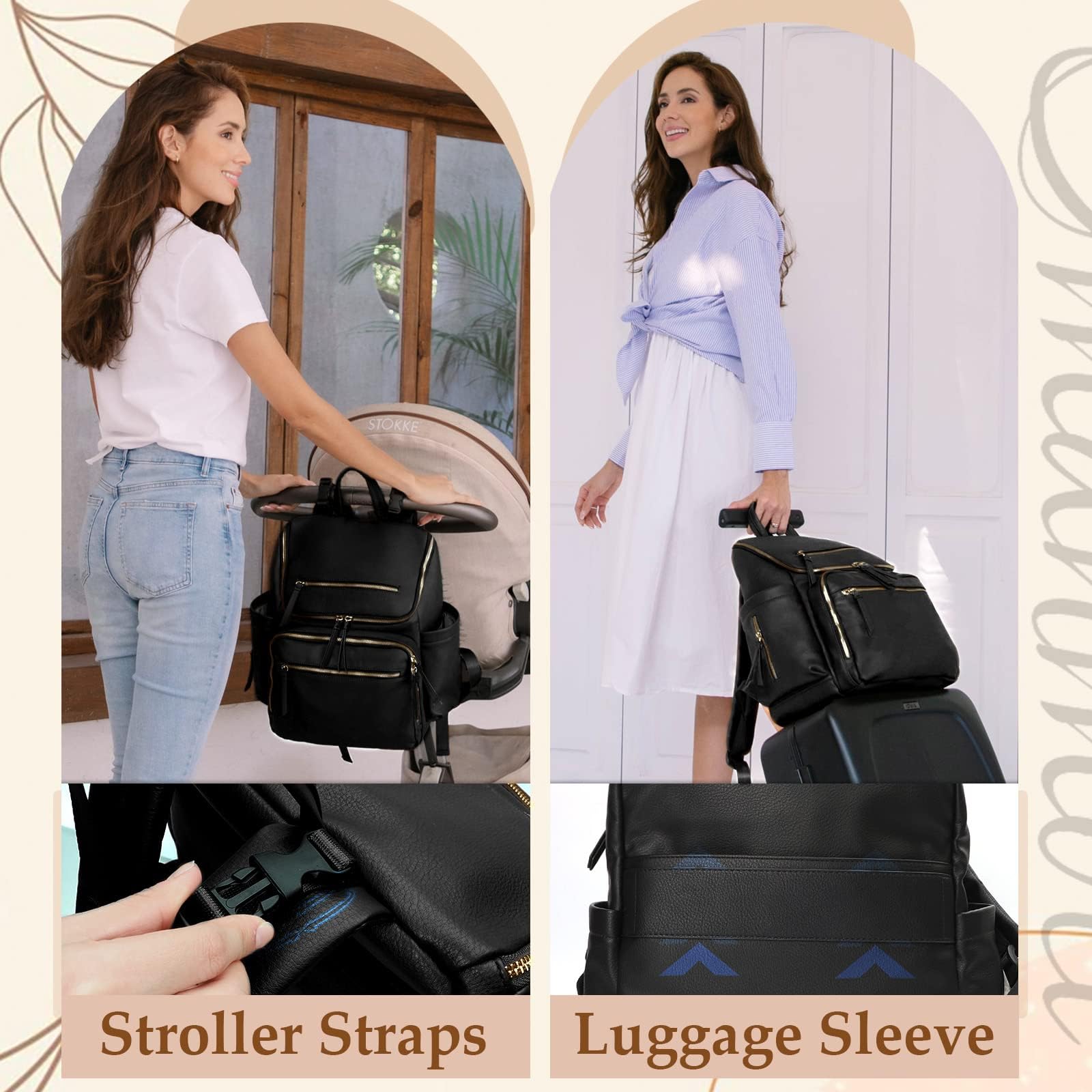 MISS FONG Baby Diaper Backpack - Large Waterproof Travel Changing Bag for Parents with Insulated Bottle Pockets & Stroller Straps - Perfect for Daycare, Outings and Family Travel
