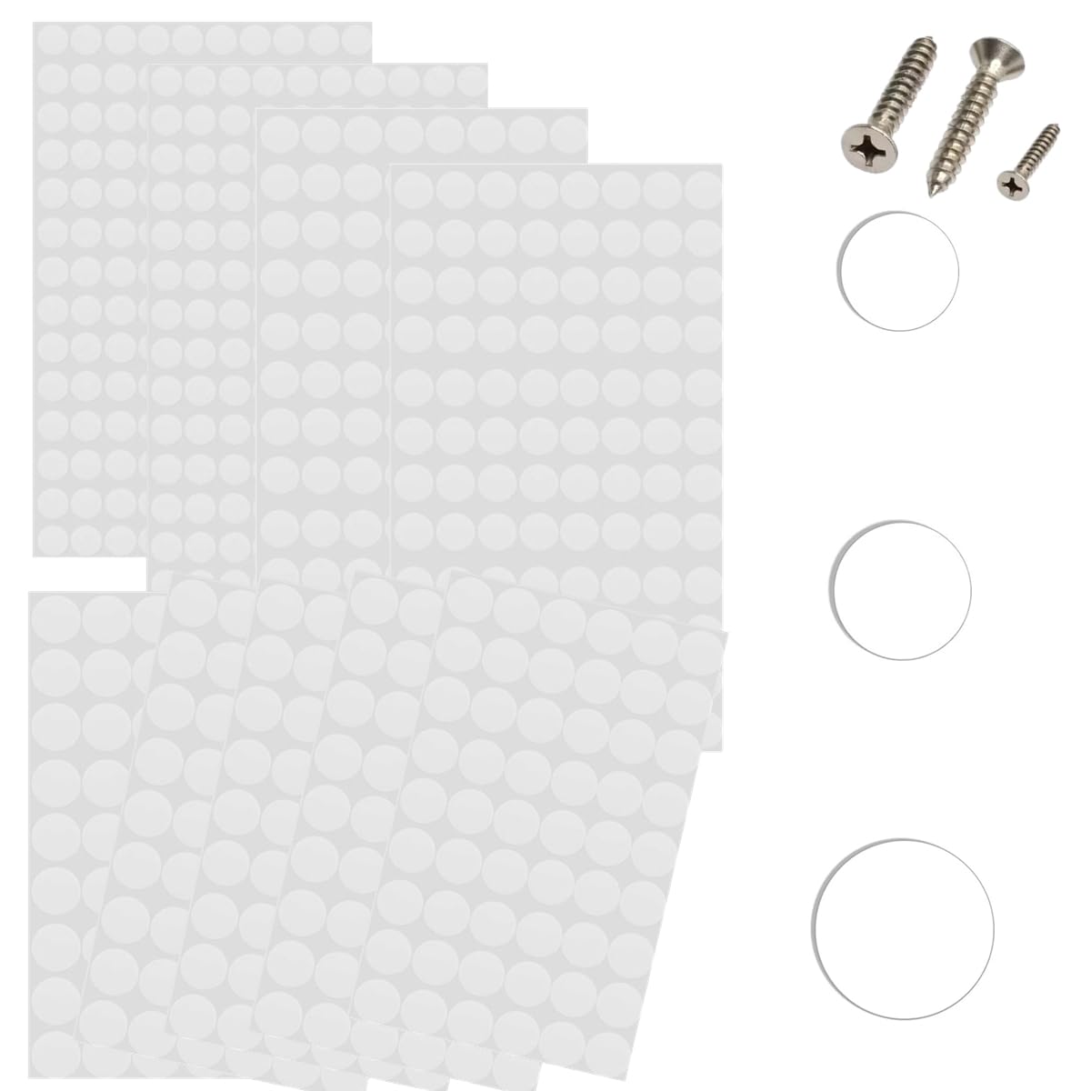 742 Pcs Screw Hole Stickers - 3 Sizes (0.82in) White PVC Self-Adhesive Dustproof Caps for Wood Furniture, Cabinet, Wall, Desk, Chair, Bookcase & Shelf - Perfect for Home Office & DIY Projects