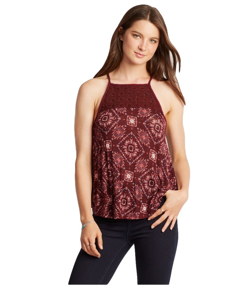 AEROPOSTALE Women's Crochet Handkerchief Hem Tank Top - Stylish Summer Casual Top for Beach, Party & Everyday Wear