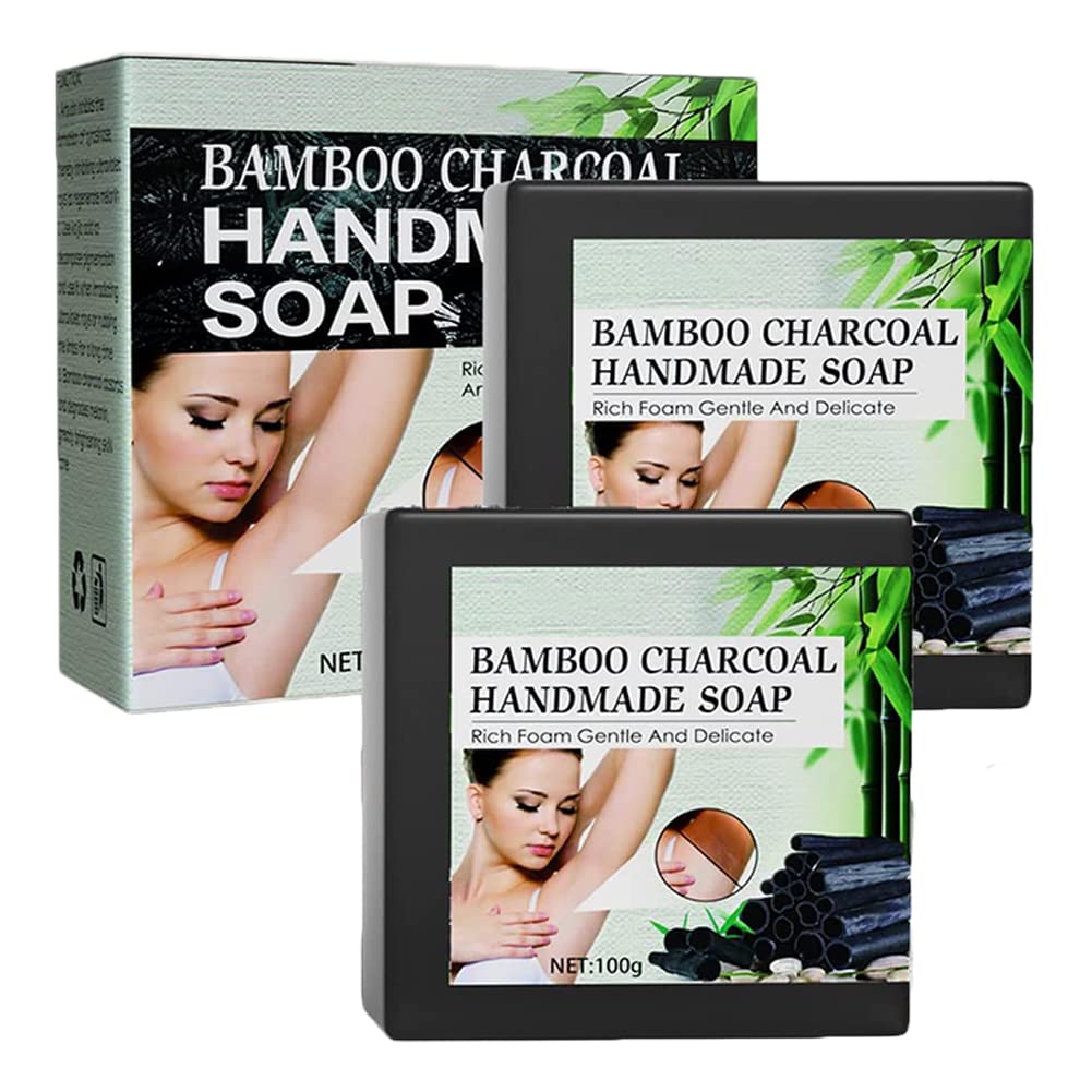 Bamboo Charcoal Soap for Acne & Dark Spots - Activated Charcoal Black Soap for Clear Skin, Dark Spot Treatment & Skin Brightening (2-Pack) - Perfect for Daily Face Wash & Body Care Routine