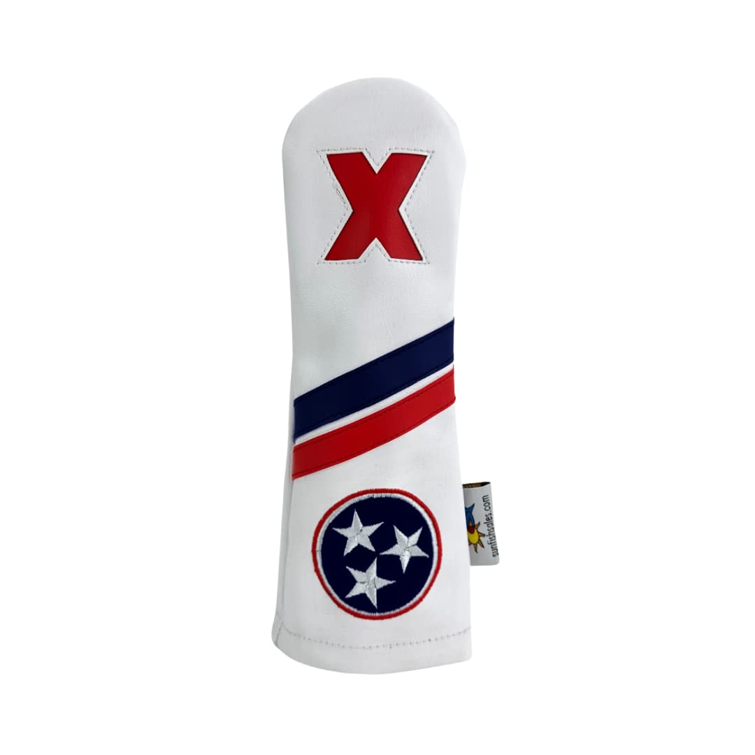 Tennessee State Flag Sunfish Leather Golf Headcover Set for Driver, Fairway & Hybrid Clubs – Premium Golf Club Protection for Men & Women – Perfect for Golf Enthusiasts & Collectors