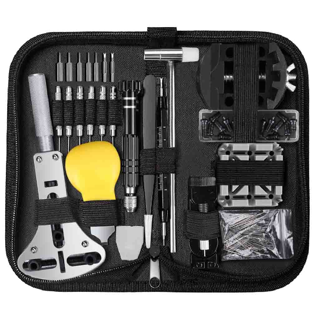 Professional 153-Piece Watchmaker Tool Kit - Large Adjustable Case Opener, Pin Remover, Screwdriver & Bracelet Tools for Watch Battery Replacement & Repair | Perfect for Watch Enthusiasts, Jewelers & DIY Watch Maintenance