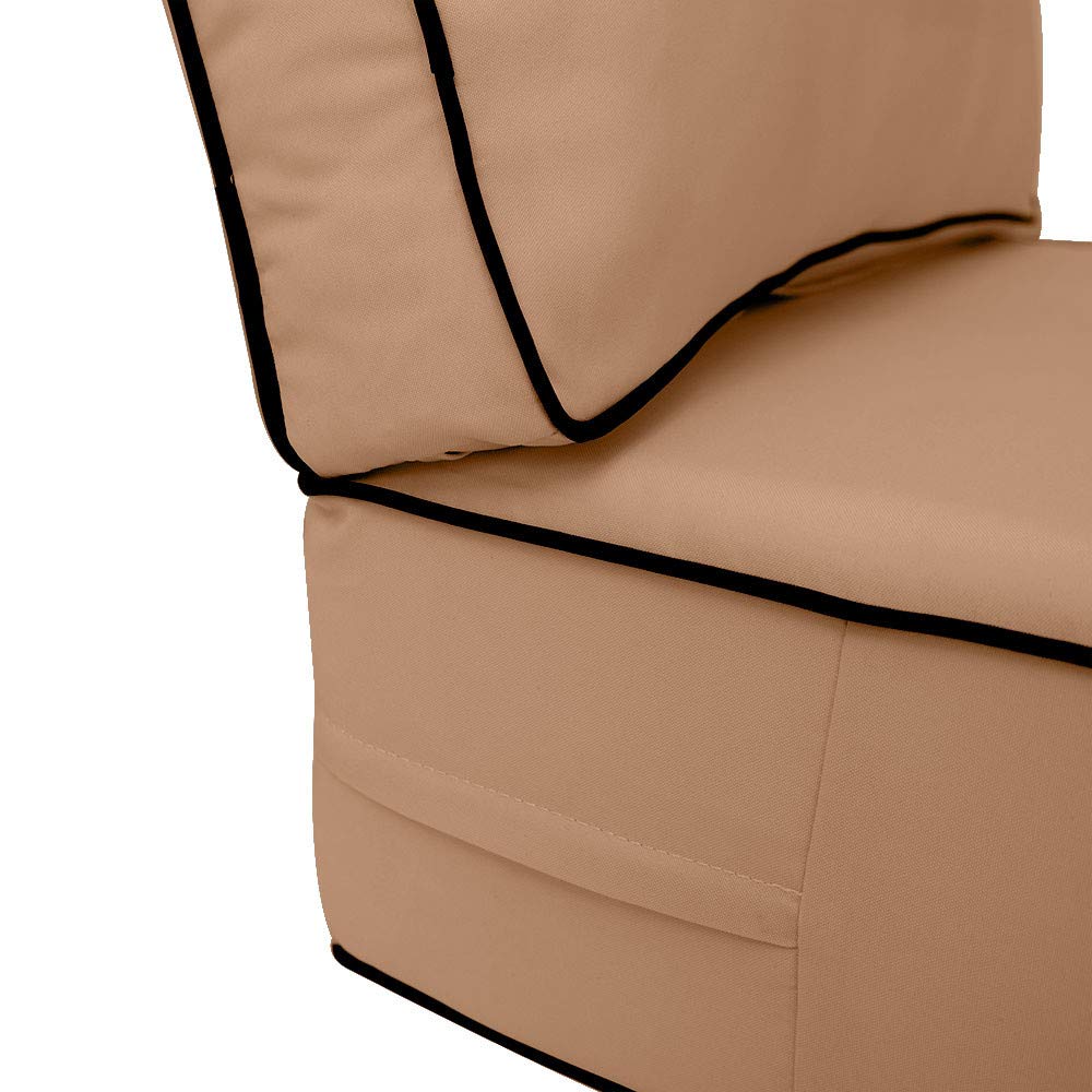 23x24x6 Inch Deep Seat Back Cushion Slip Cover Set - Contrast Pipe Trim Small (AD104) for Sofa, Loveseat & Chair Protection | Water-Resistant & Easy to Clean