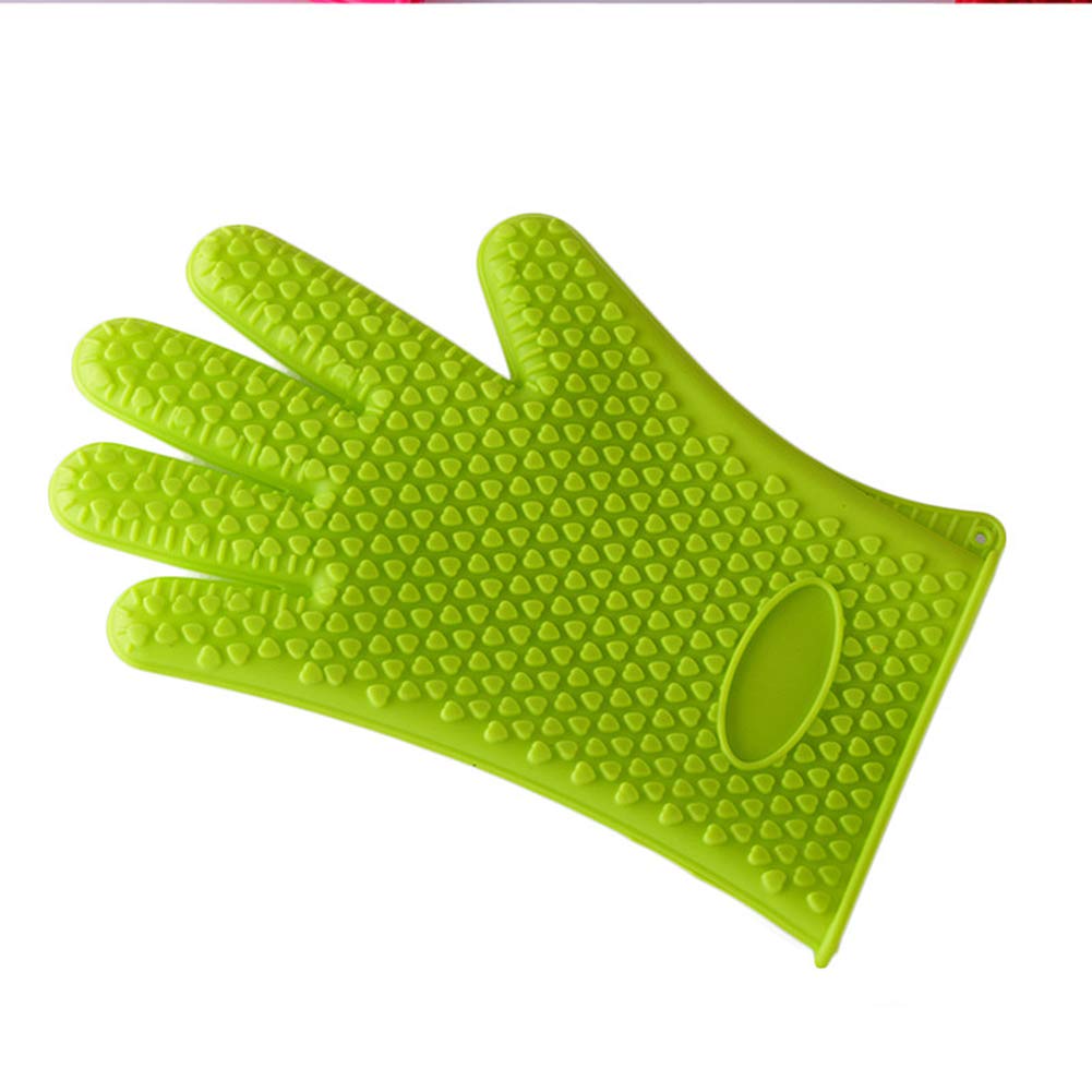 Heat Resistant BBQ Gloves - 2 Pairs Silicone Oven Mitts for Grilling, Cooking & Baking - Non-Slip Grip Pot Holders (Green) - Perfect for Outdoor BBQ, Camping & Kitchen Use