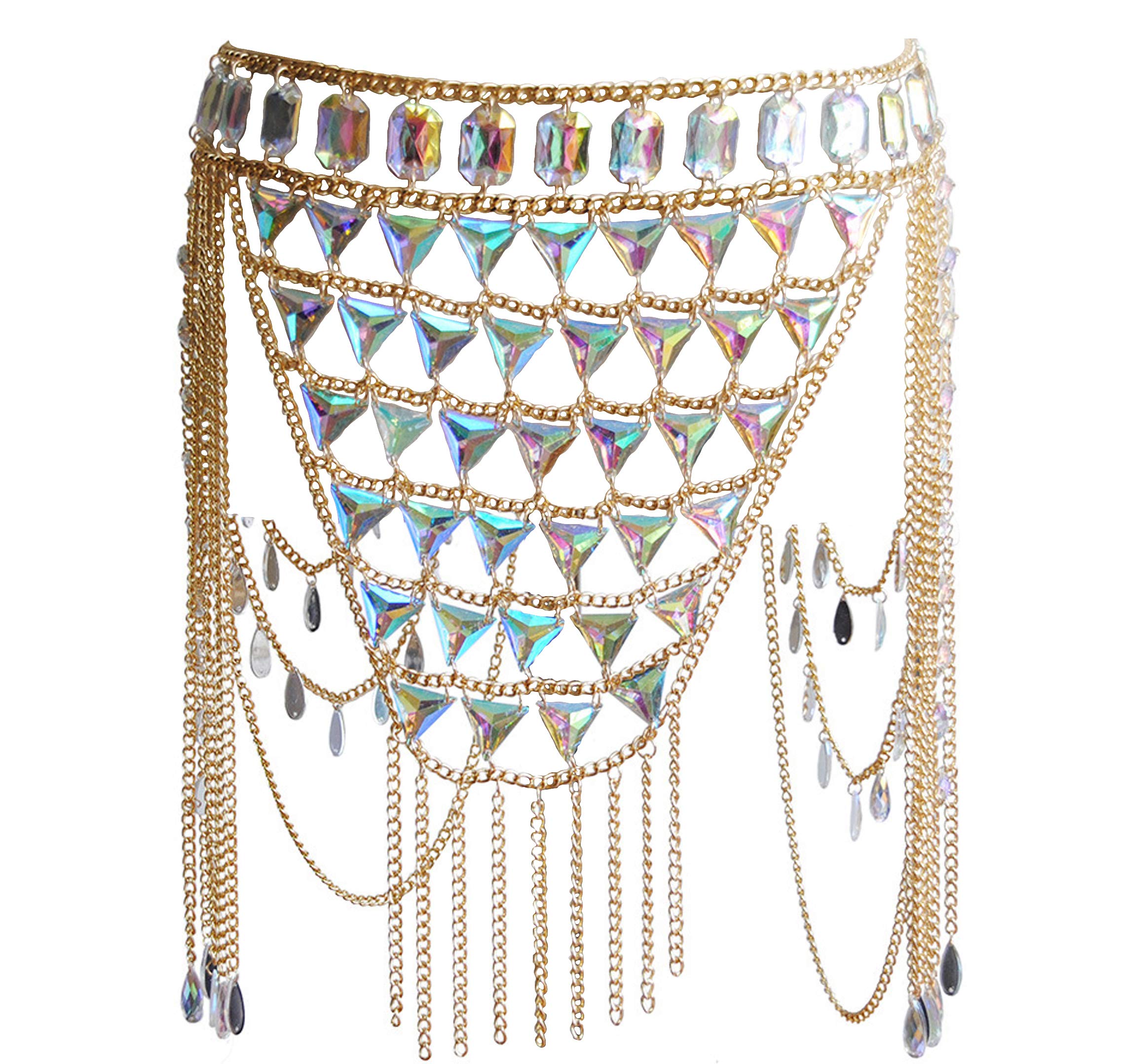 Connie Cloris Women's Sexy Body Chain Jewelry - Elegant Rhinestone Waist Harness for Clubwear, Festival Outfits & Boudoir Photography