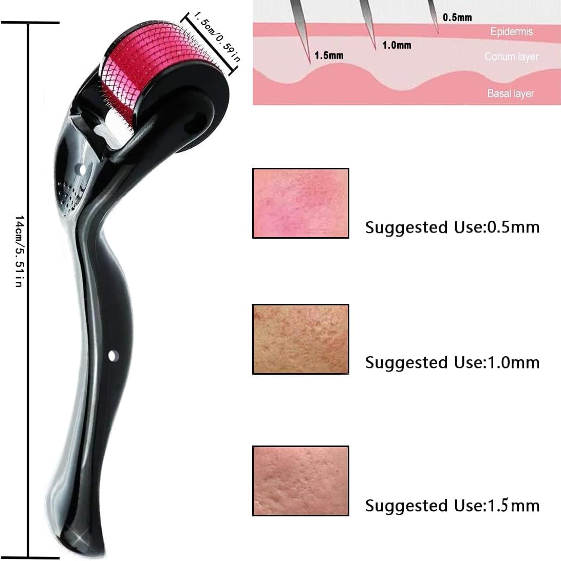 ALM Roller 0.5mm with 540 Titanium Needles for Hair Growth & Scalp Care | Hair Regrowth Treatment for Thinning Hair & Hair Loss | Reduces Acne Scars | Safe & Effective Derma Roller for Home Use | Perfect for Hair Care Routine & Skin Rejuvenation