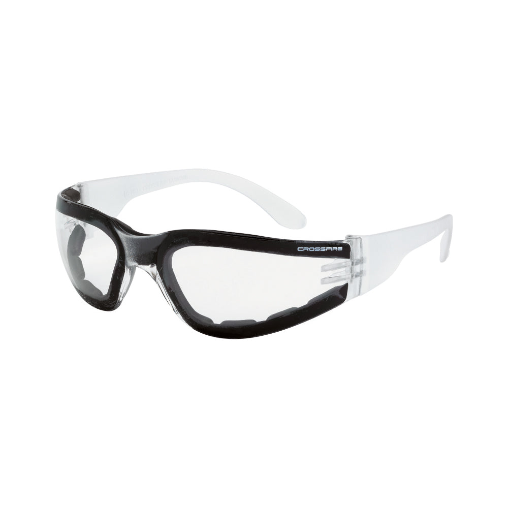 Crossfire Shield Foam Lined Safety Glasses - ANSI Z87.1 Certified Protective Eyewear for Shooting, Woodworking & Construction Safety Gear