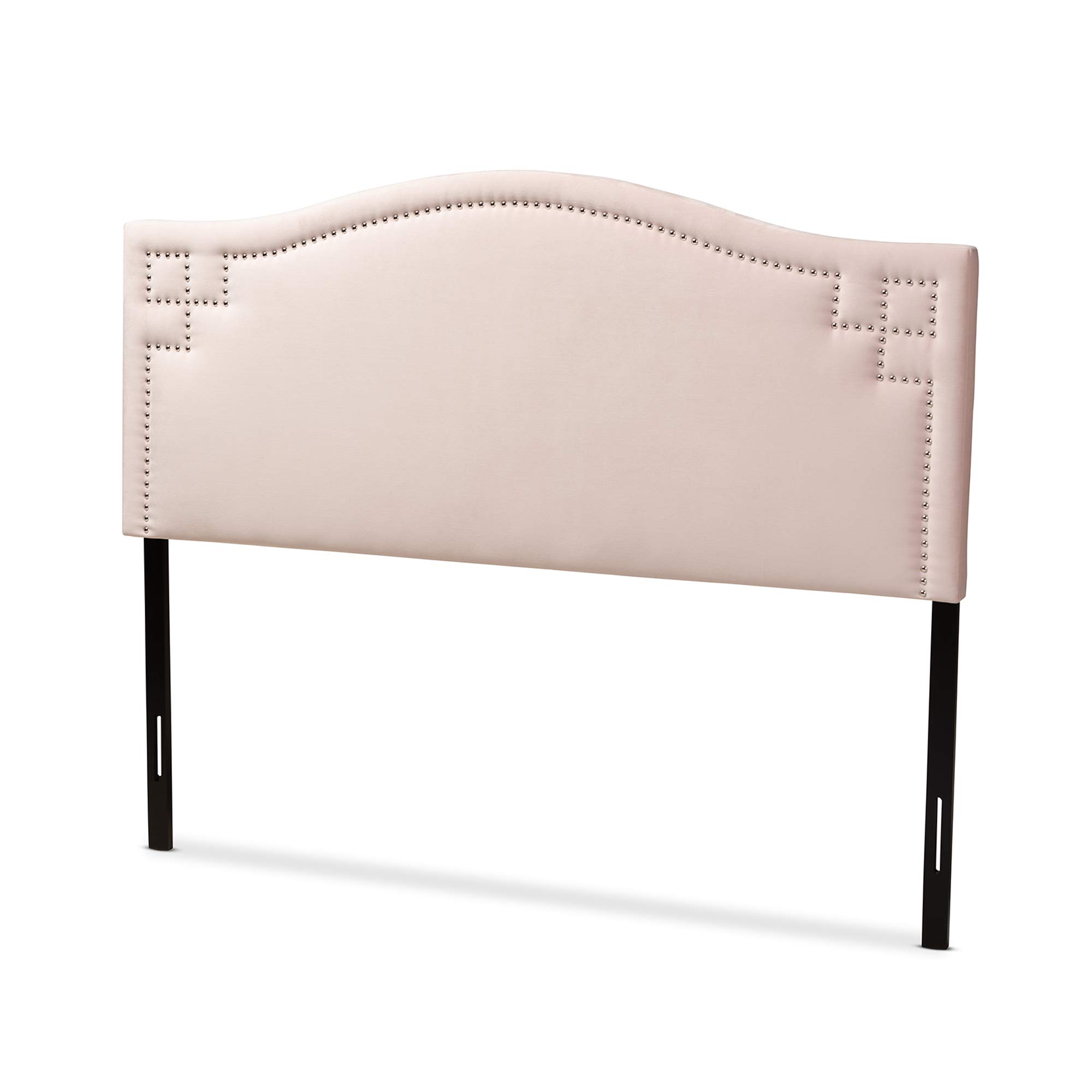 Baxton Studio Upholstered Headboard Queen Size - Light Pink Fabric Bed Headboard for Master Bedroom & Guest Room Decor