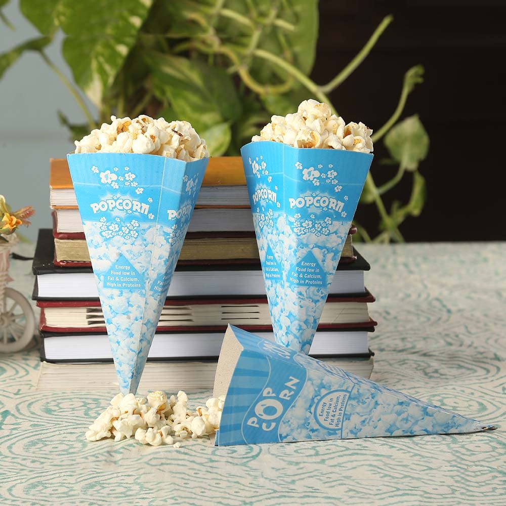 GROWNEX Disposable Popcorn Cups - 100 Pack | Eco-Friendly Snack Containers for Movie Nights, Birthday Parties, Carnival Events & Family Gatherings | Perfect for Popcorn, Candy, Nuts & Party Snacks