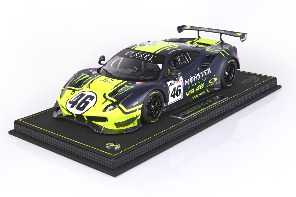 BBR Models 1:18 Scale Ferrari 488 GT3 Diecast Model Car - Valentino Rossi Team Kessel Racing Replica - Perfect for Collectors, Display, and Racing Enthusiasts