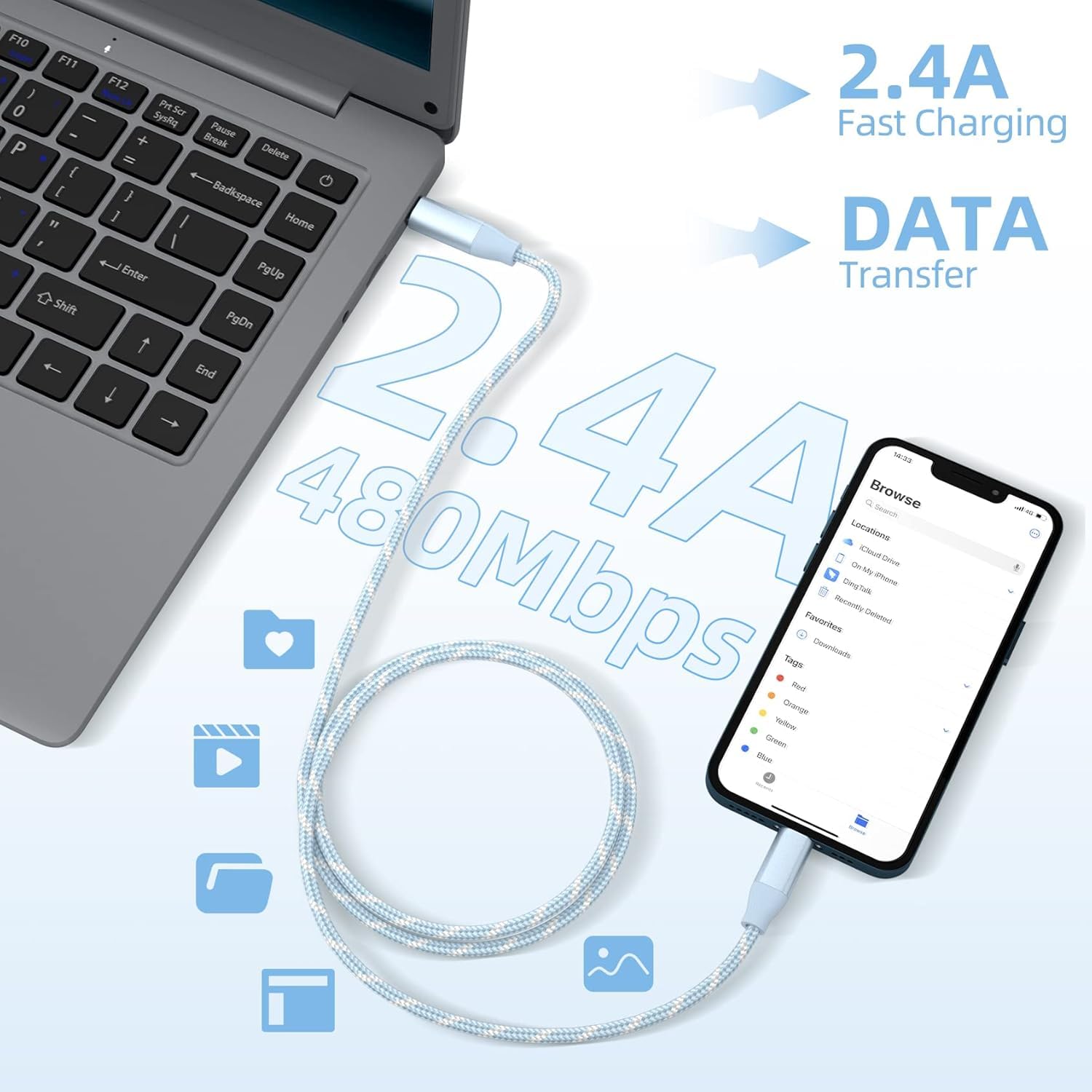 3-Pack 6FT USB C to Lightning Cable - MFi Certified Fast Charger for iPhone 14/13/12/11/Pro Max/XR/XS/8 - Perfect for Home, Office & Travel Charging