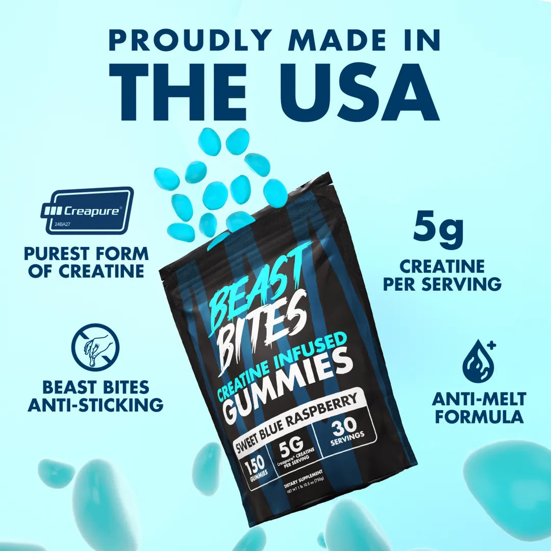 Beast Bites Creatine Infused Gummies - Muscle Recovery & Energy Boost for Athletes & Fitness Enthusiasts | Pre-Workout & Post-Workout Supplement