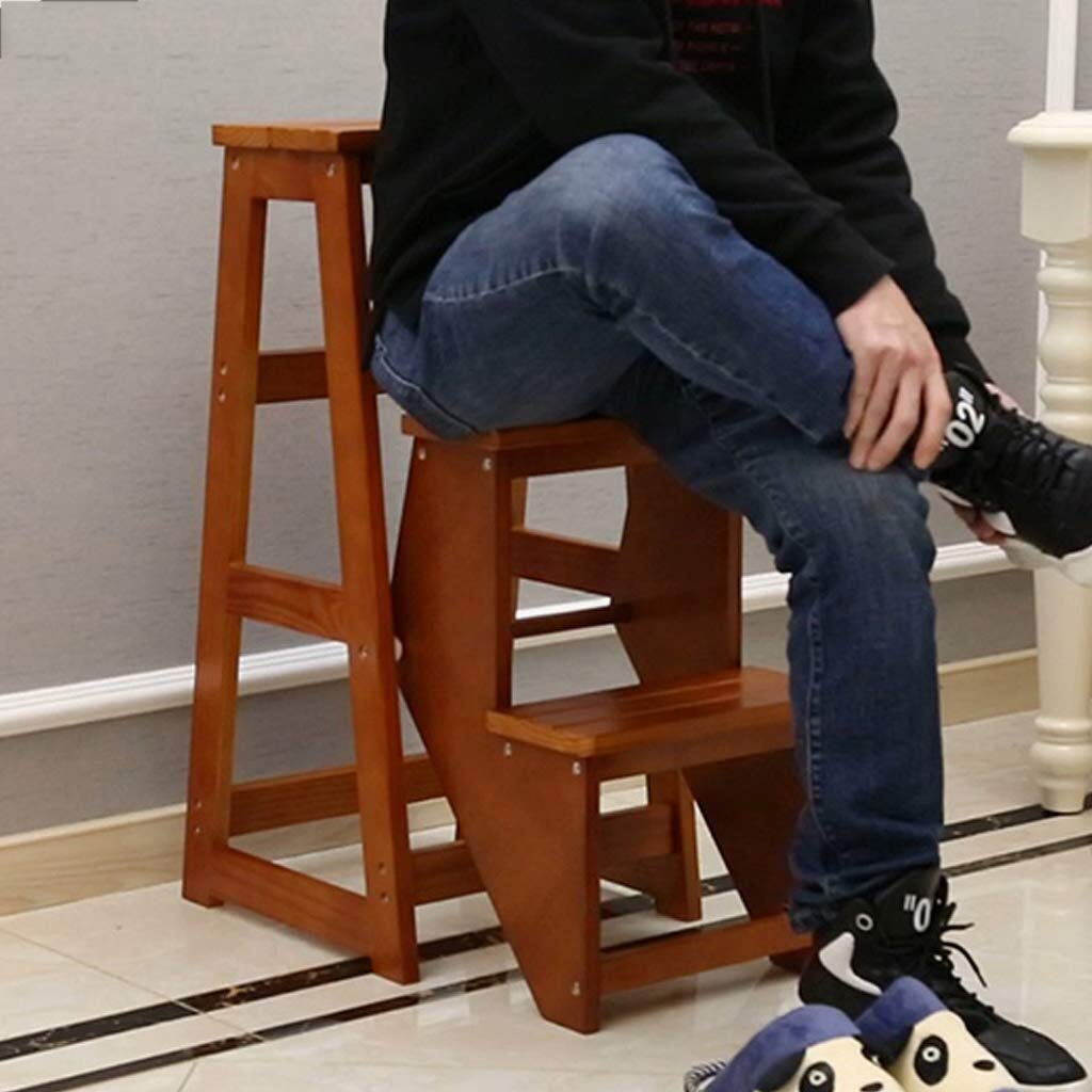 Solid Wood Folding Step Stool for Indoor Use - Multifunctional Climbing Stool for Stairs, Ladder, and Shelves - Perfect for Home, Kitchen, Bathroom, and Garage Organization
