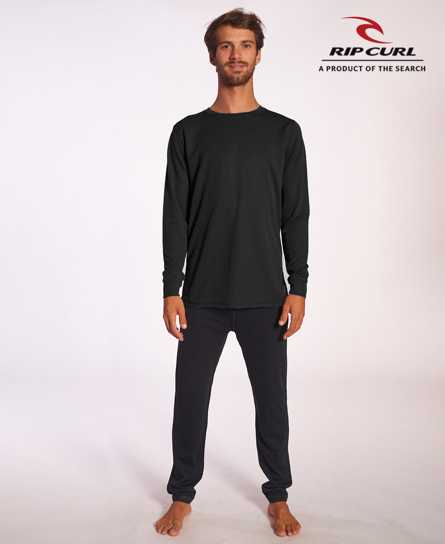 Rip Curl Thermal T-Shirt for Men - Basic Black Long Sleeve Shirt for Surfing, Snowboarding & Outdoor Activities | Quick-Dry & Comfortable Base Layer