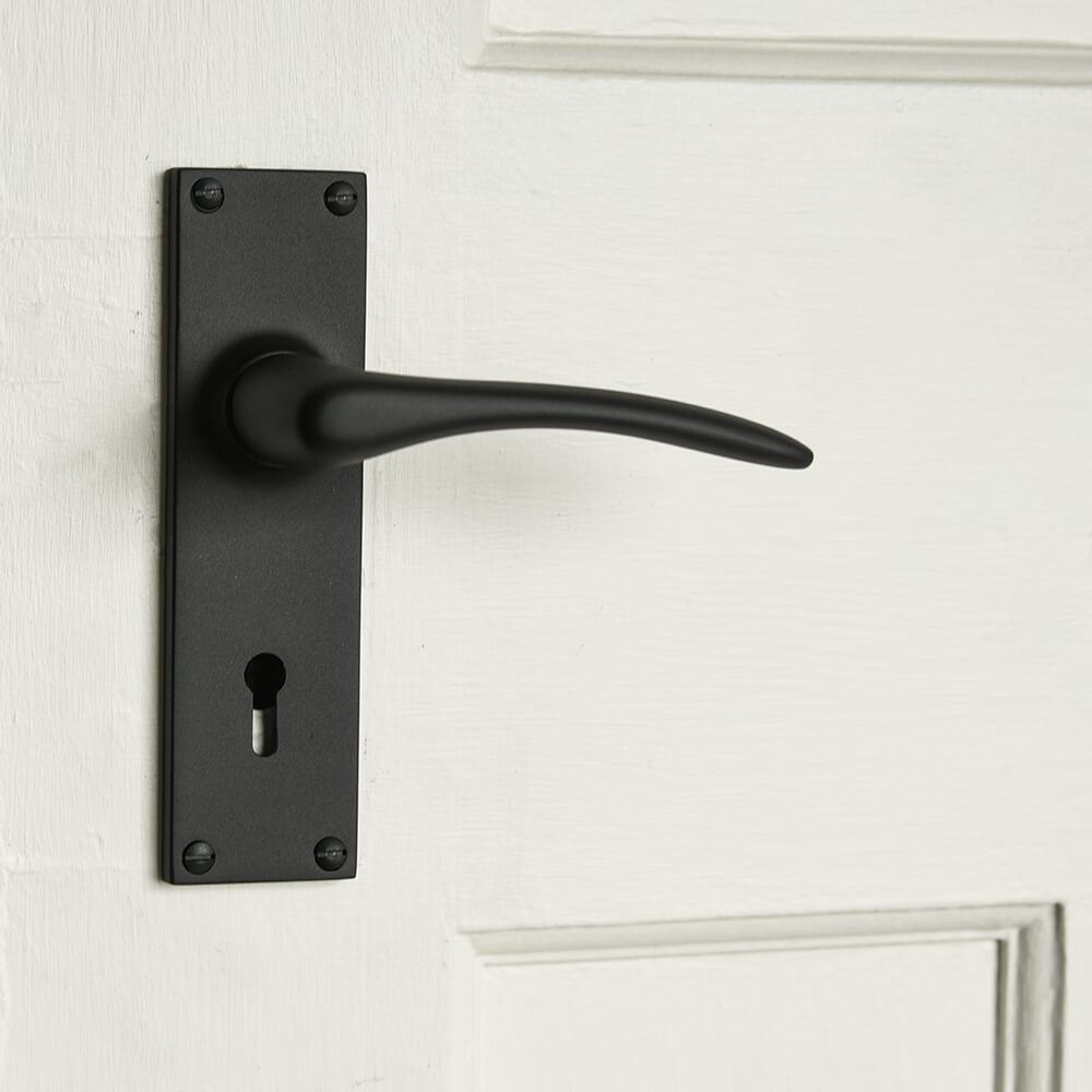 Premium Zero Black Oaken Lever Lock Door Handles - Durable & Stylish Entry Door Hardware for Home Security - Perfect for Front Doors, Bedrooms & Office Spaces
