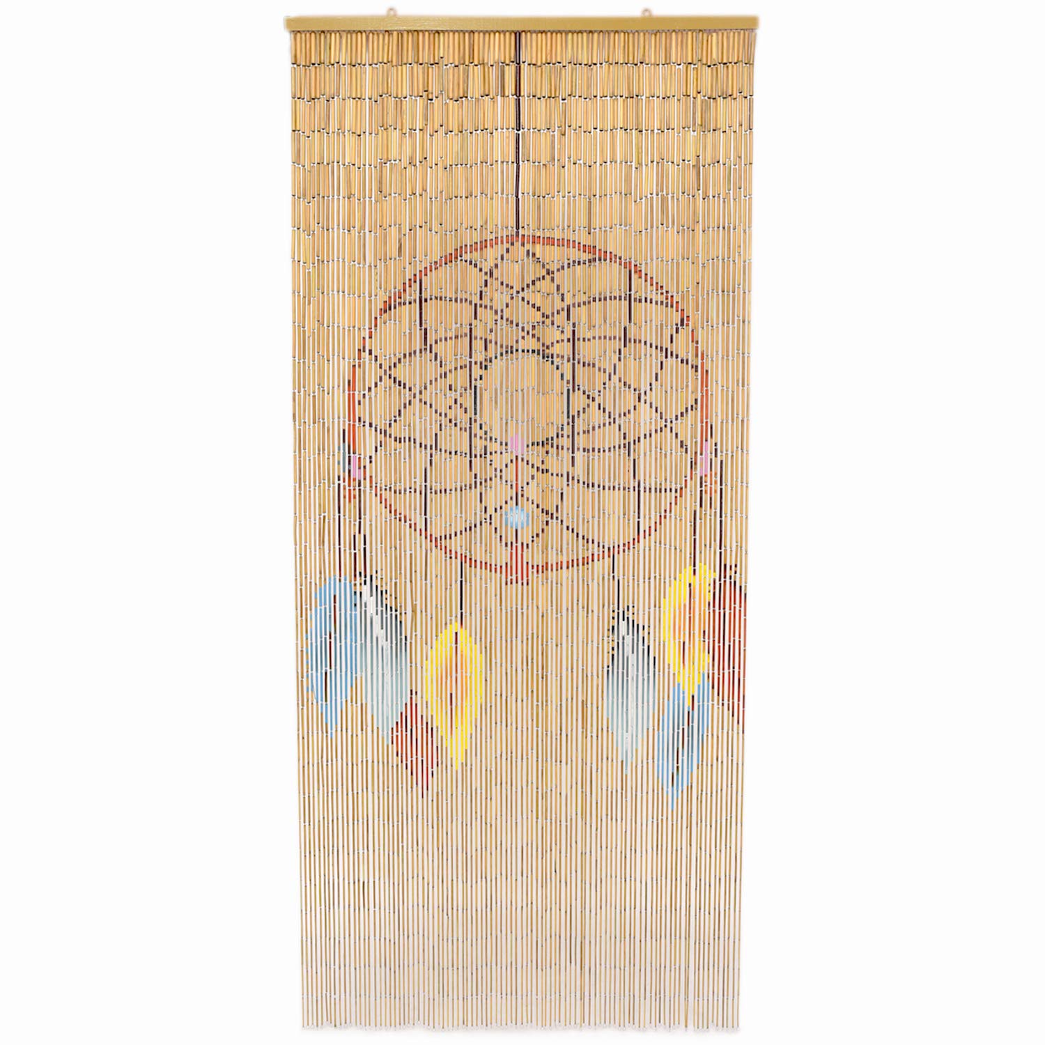 Dream Catcher Bamboo Bead Curtain - 35.5 x 78 Inch Handmade Doorway Hanging Decor with 90 Strands | Boho Room Divider, Bedroom Entrance, Yoga Studio & Meditation Space Decoration