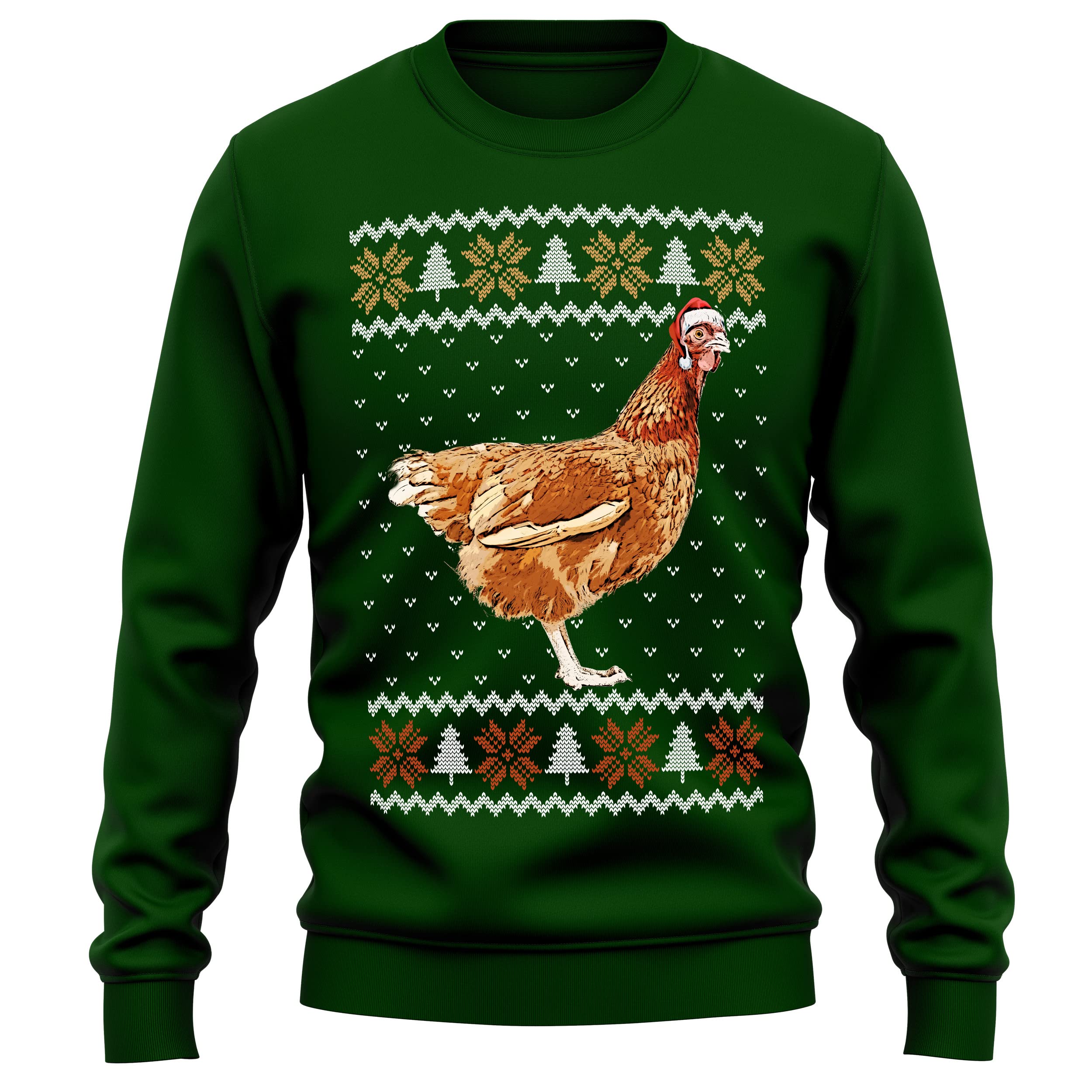 Purple Print House Christmas Chicken Sweatshirt for Adults - Funny Farm Animal Holiday Sweater Jumper Gift for Men & Women - Perfect for Christmas Parties, Farm-Themed Events & Cozy Winter Outfits