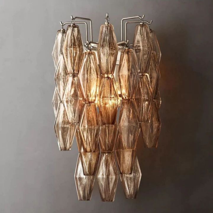 Galaxy Smoke Glass Short Wall Sconce - Modern LED Light Fixture for Bedroom, Living Room & Hallway - Dimmable Indoor Wall Lighting for Home Decor