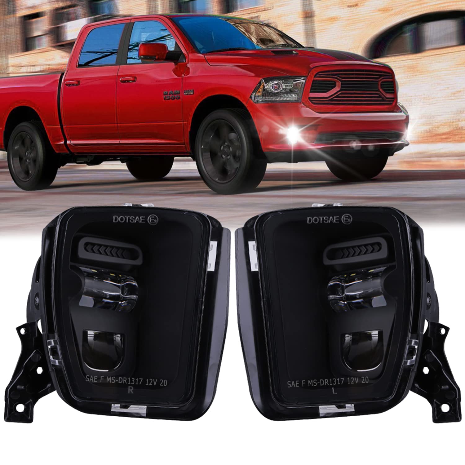 Z-OFFROAD LED Fog Lights for Dodge Ram 1500 (2013-2018) - Black Off-Road Driving Lights - Waterproof Bumper Fog Lamp Replacement Kit (1 Pair) - Perfect for Night Driving & Off-Road Adventures