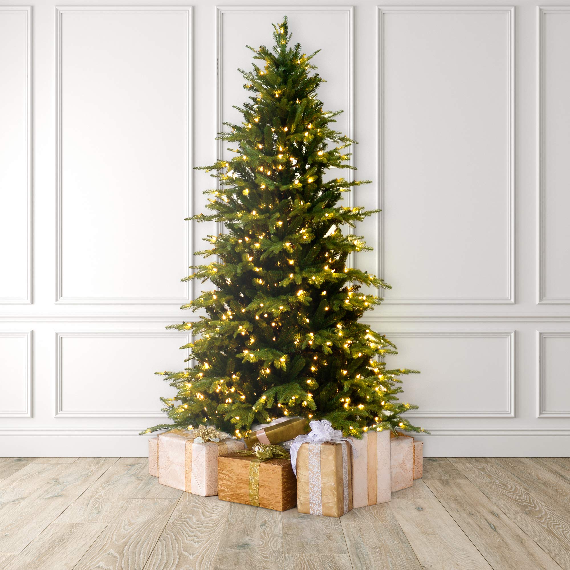 Martha Stewart 5 ft Pre-Lit Artificial Christmas Tree with Clear White Lights - Premium Natural Pine Look for Holiday Decor & Home Celebration