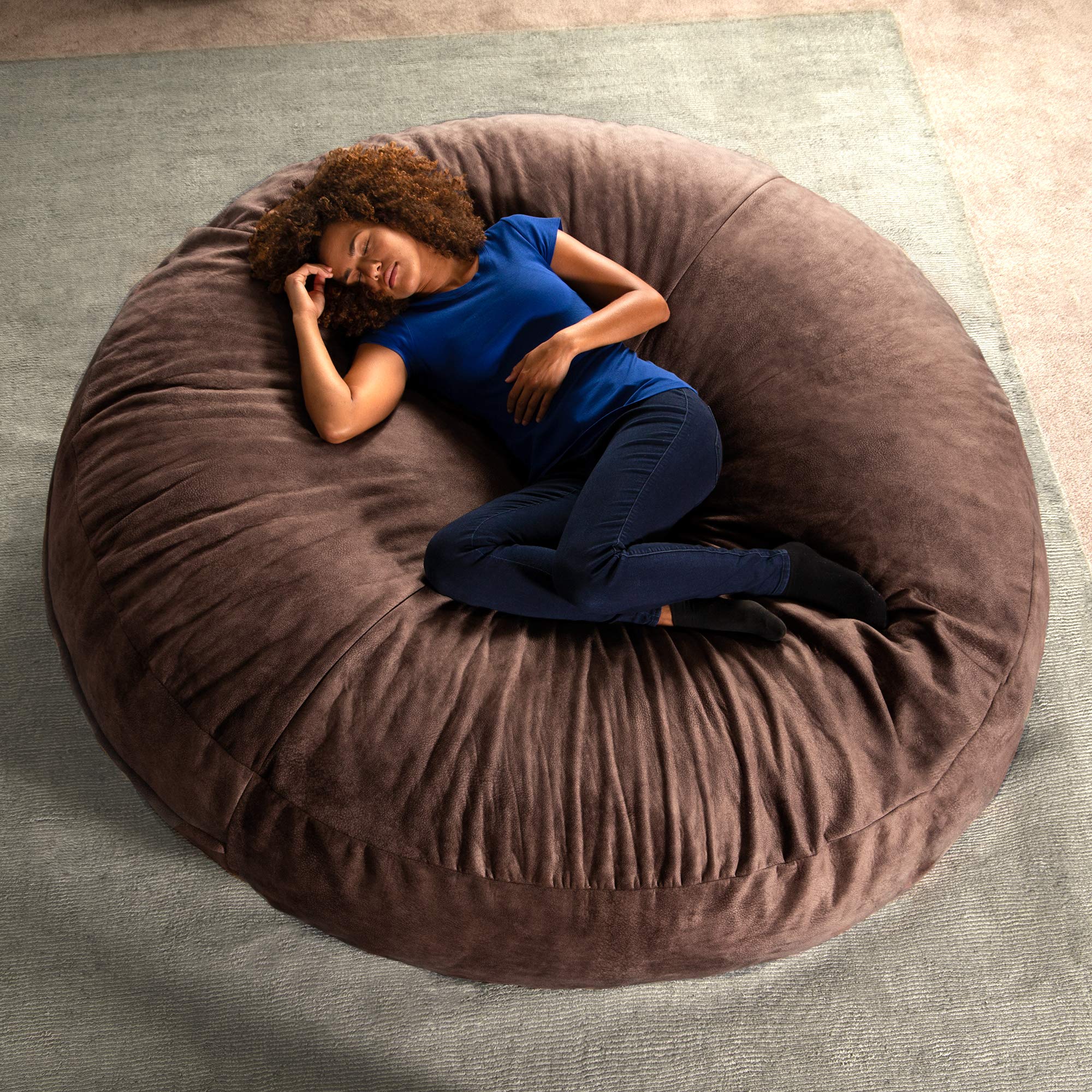 Jaxx 6 Foot Cocoon - Premium Giant Bean Bag Chair for Adults - Ultra Soft Padded Microvelvet - Chestnut Brown - Perfect for Living Room, Bedroom, Game Room & Relaxation