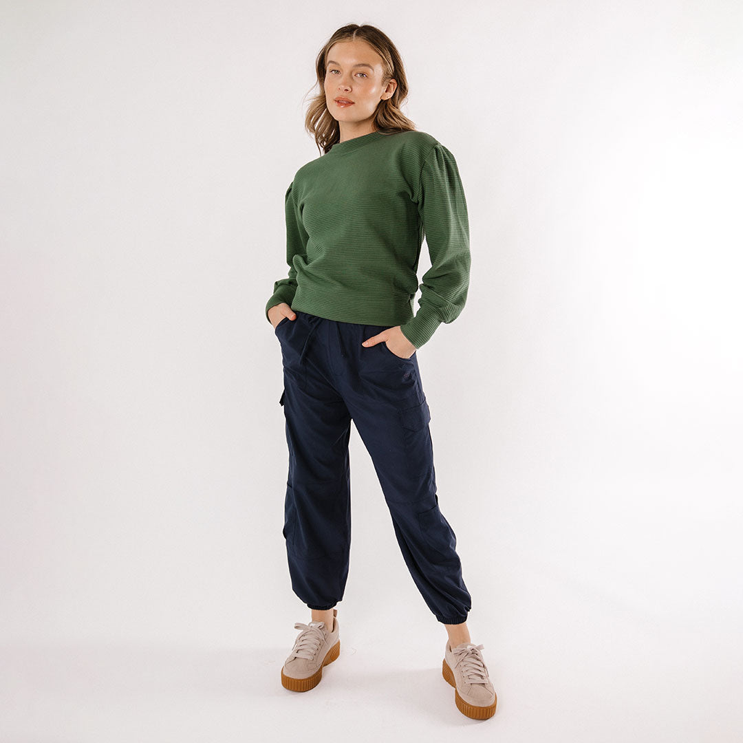 Atlas Ribbed Sweater for Women - Emerald Green Knit Pullover | Cozy Winter Fashion & Casual Outfit Essential