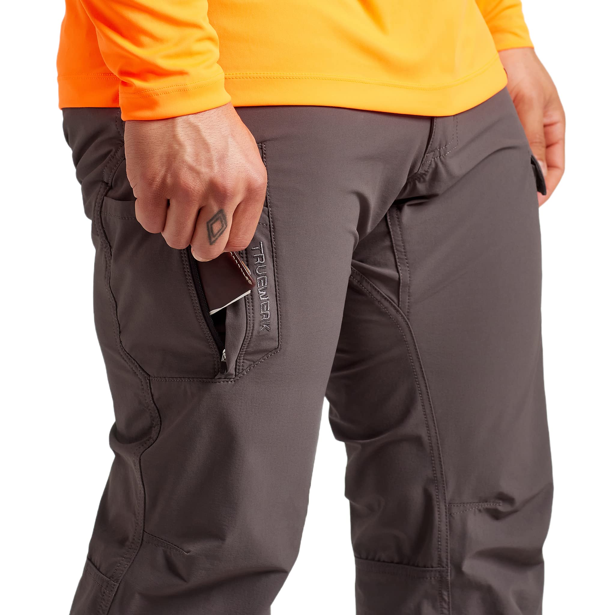 TRUEWERK Men's Work Pants - T1 WerkPants Relaxed Fit Lightweight Moisture Wicking Tactical Cargo Pants with 4-Way Stretch for Construction, Hiking & Outdoor Activities