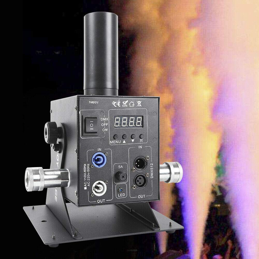 Professional CO2 RGB Fog Smoke Machine with 6M Hose - Vertical CO2 Cannon Fogger, Smoker Air Column, 70W Single Tube, LED 12x3W, DMX Control - Perfect for Halloween Parties, Stage Performances, and Special Effects Events