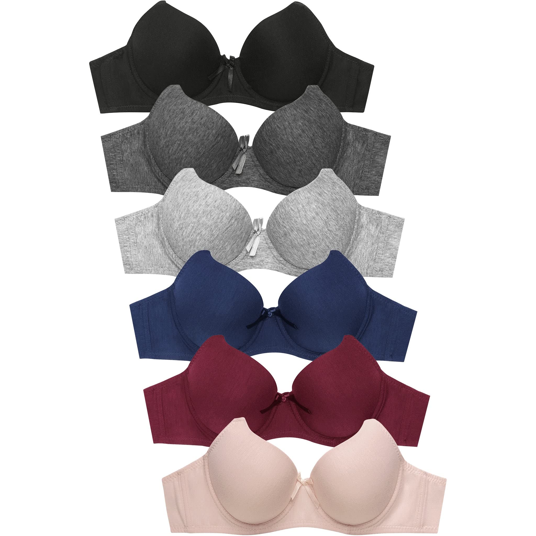 Mamia Women's Comfortable Lace Bras 6-Pack - Soft, Breathable & Supportive Underwear for Everyday Wear, Workout & Sleep